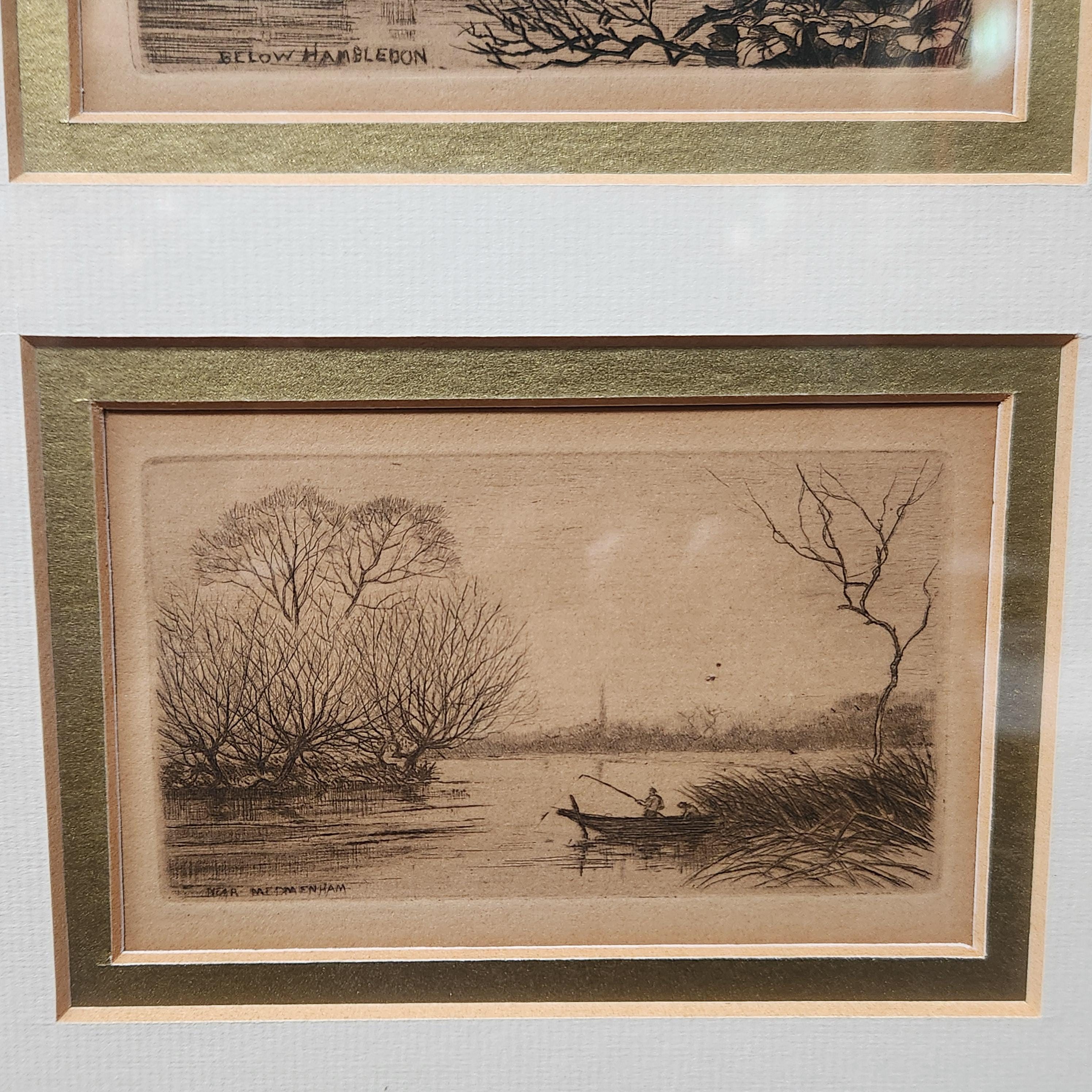 Framed set of 6 etchings of the River Thames. Possibly Wildred Ball