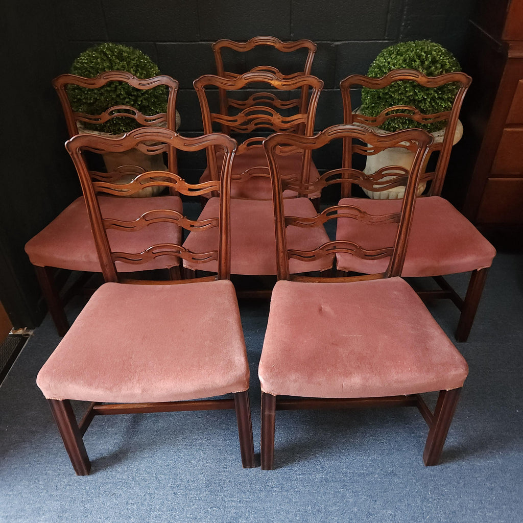 Set of Six George III 'Wavy' Ladderback Mahogany Dining Chairs