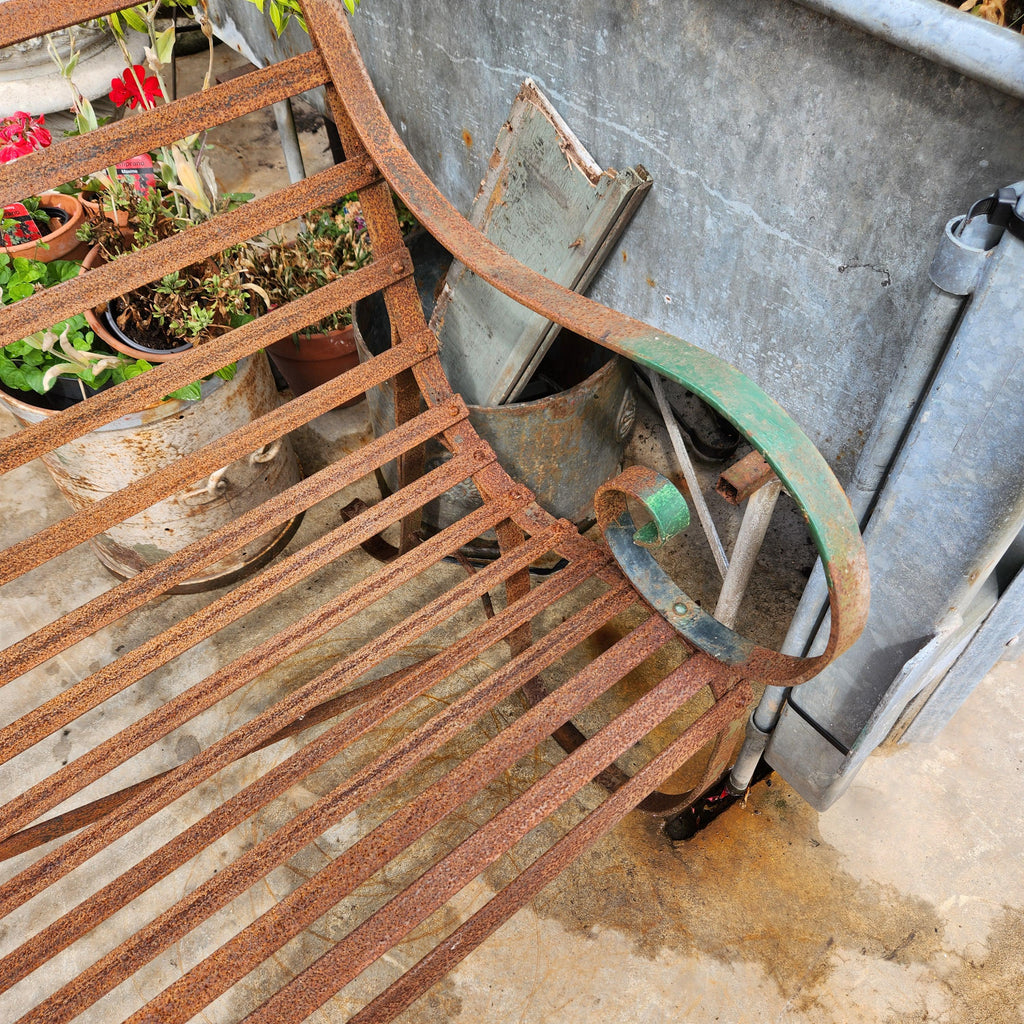 19thC Slatwork Metal Garden Bench