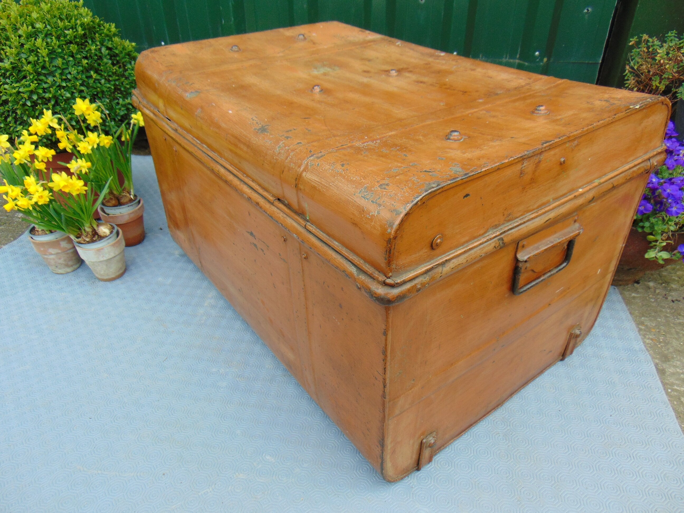 Late 19thC Large Tin Shipping Trunk