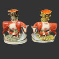 Pair Victorian Staffordshire Flat-Back Cow's with Calf