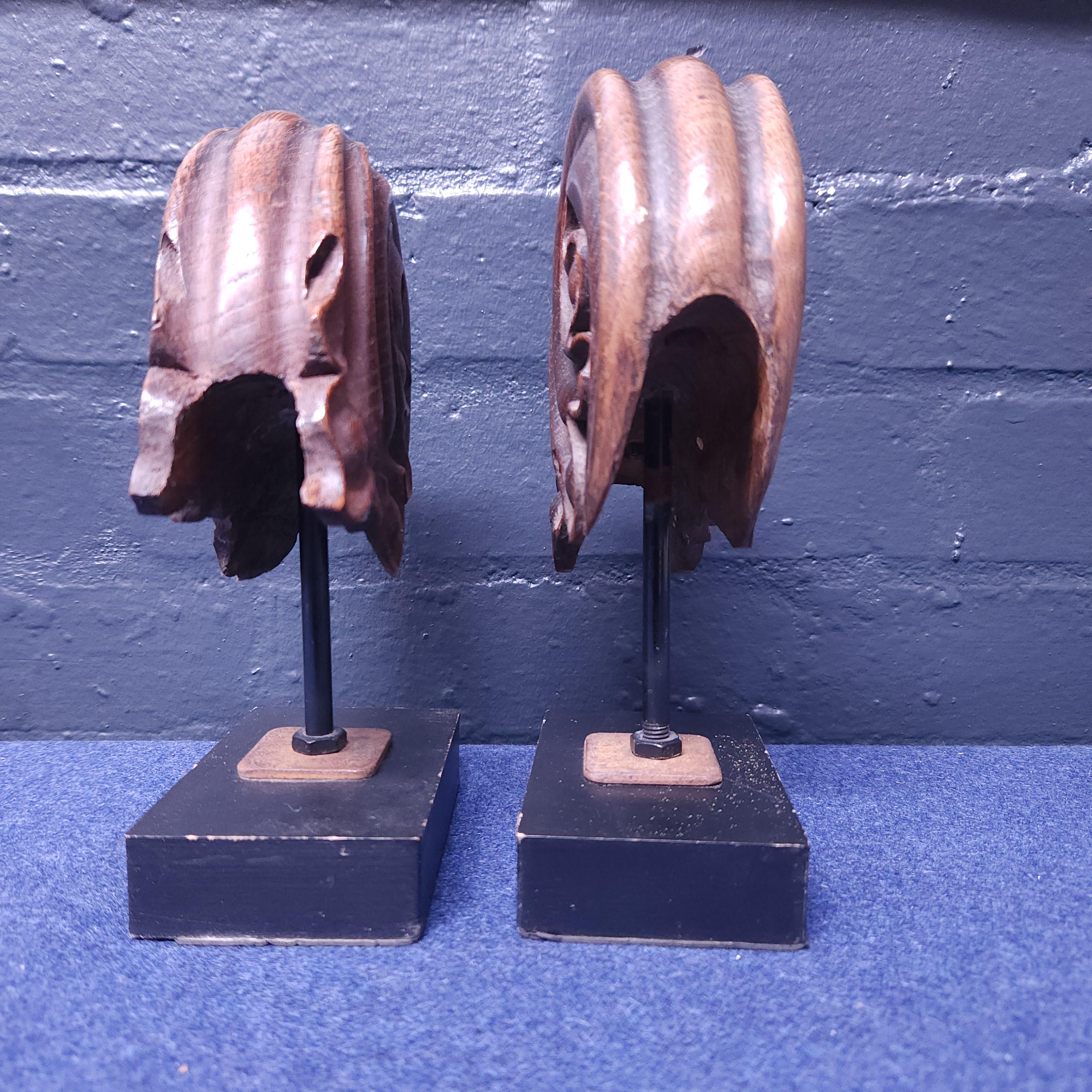 Pair of Mounted Antique Mahogany Architectural Pieces