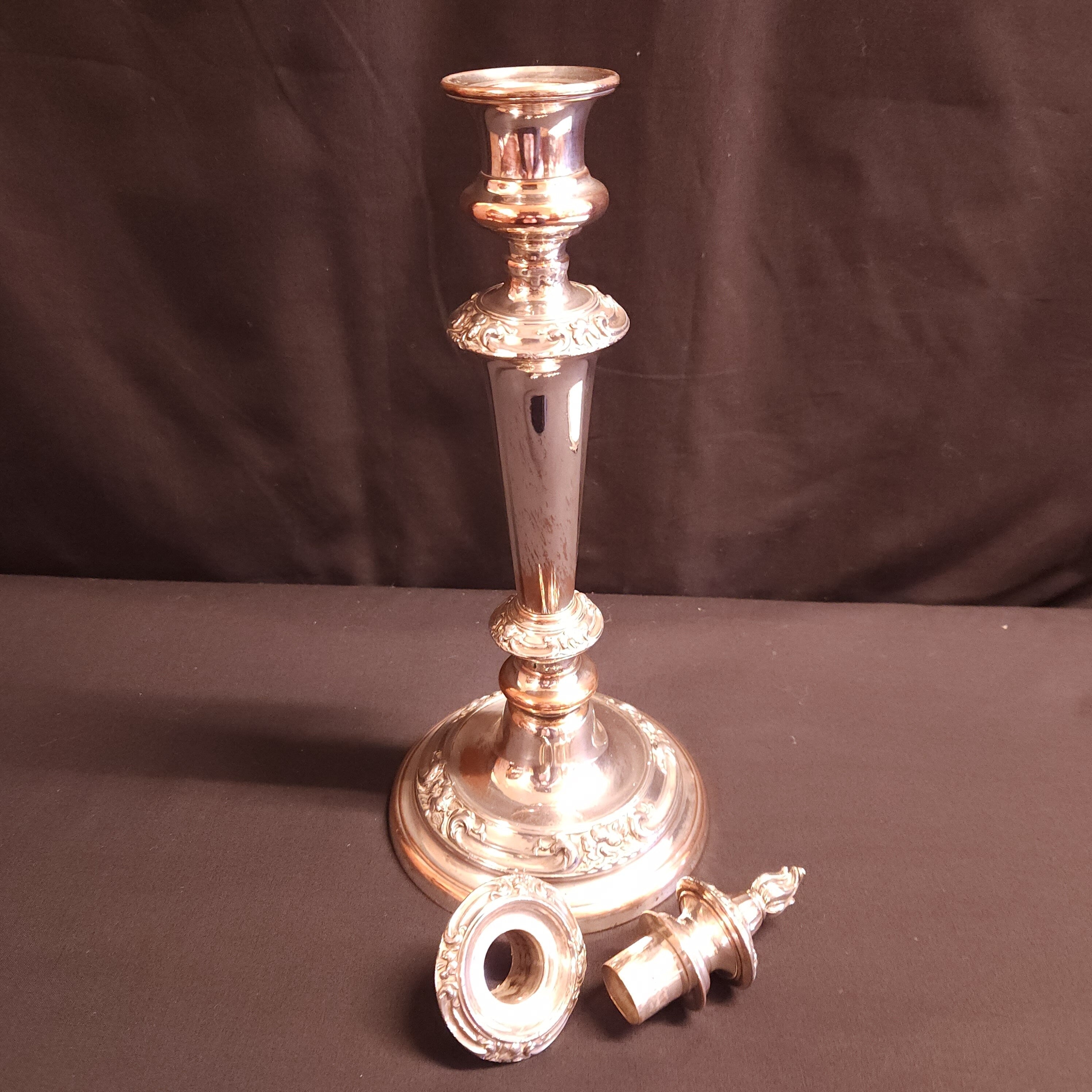 Victorian Silver Plate Candlestick With Snuffer