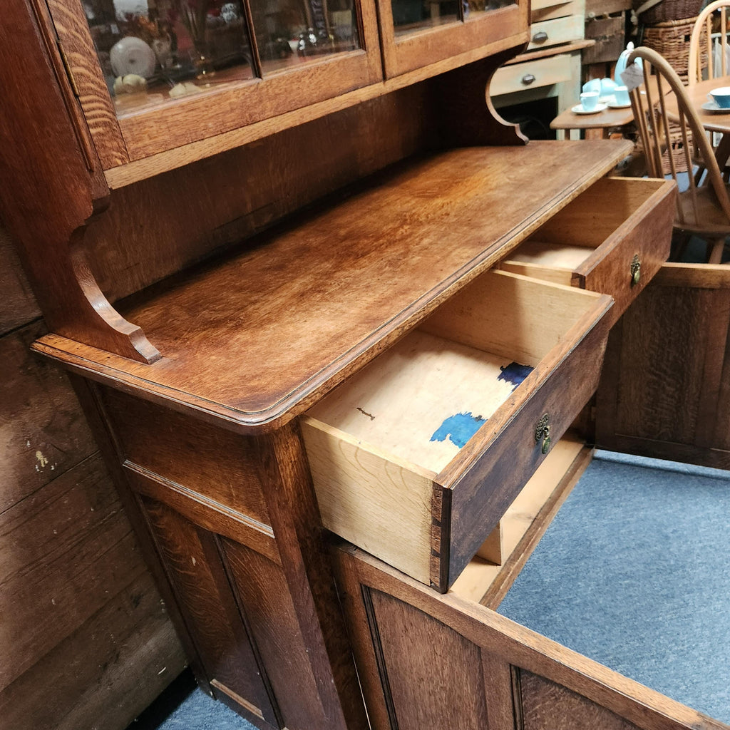 Late 19th/Early 20thC Half Glazed Oak Dresser