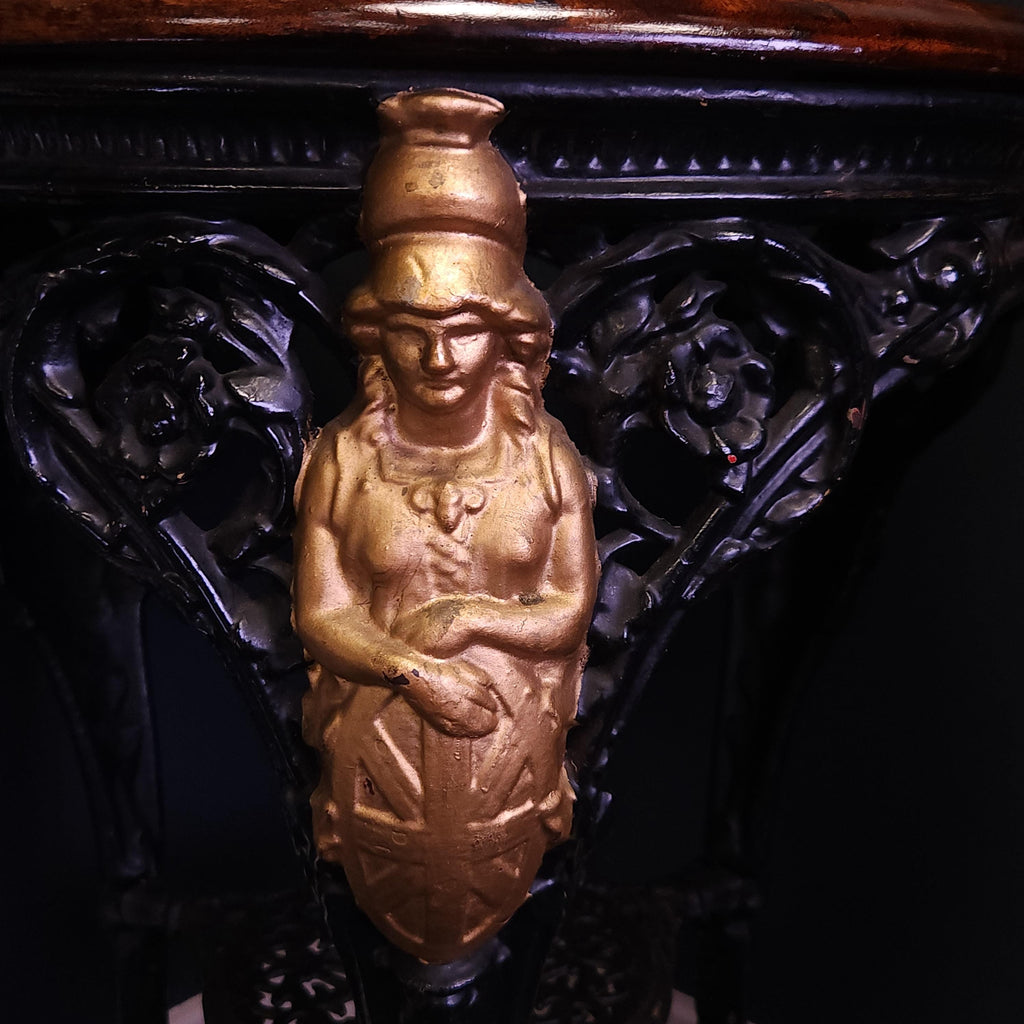 Victorian Cast Iron Britannia Pub Table with Mahogany Top