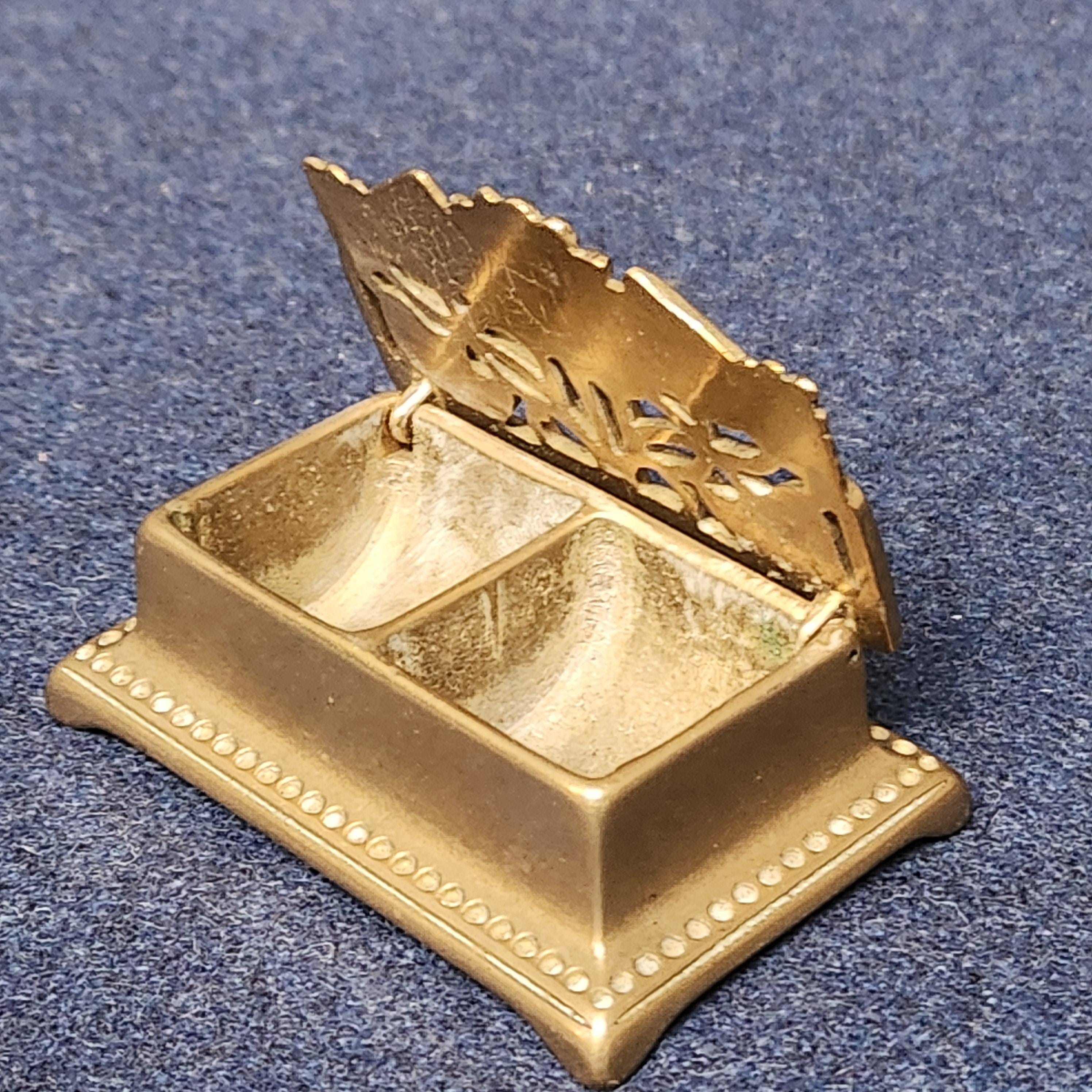 Vintage Cast Brass Postage Stamp Box