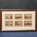 Framed set of 6 etchings of the River Thames. Possibly Wildred Ball
