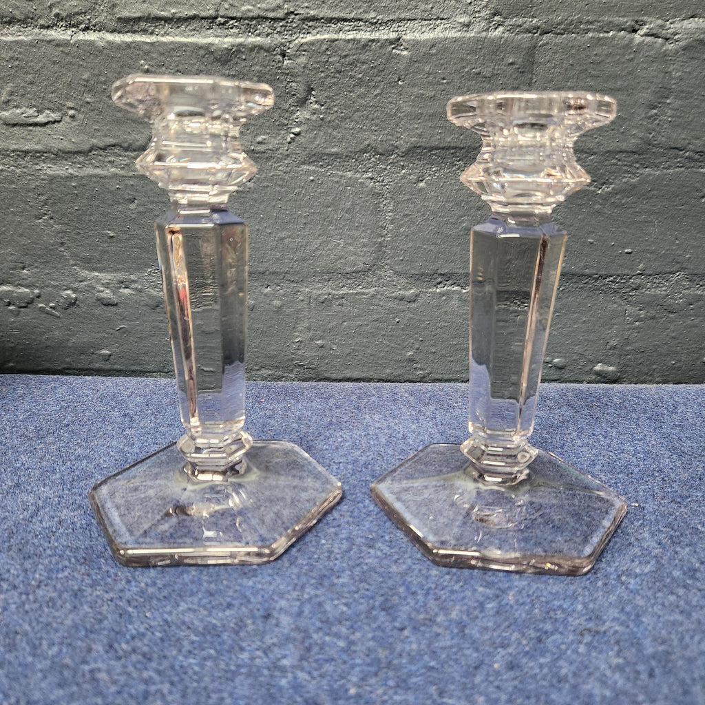 Pair Edwardian Glass Candlesticks