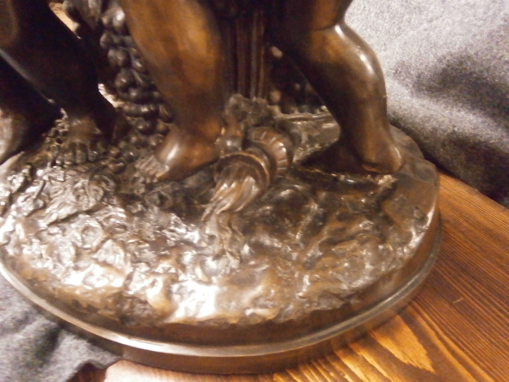 Large 63cm French Bronze Bacchus Group Of Cherubs Playing