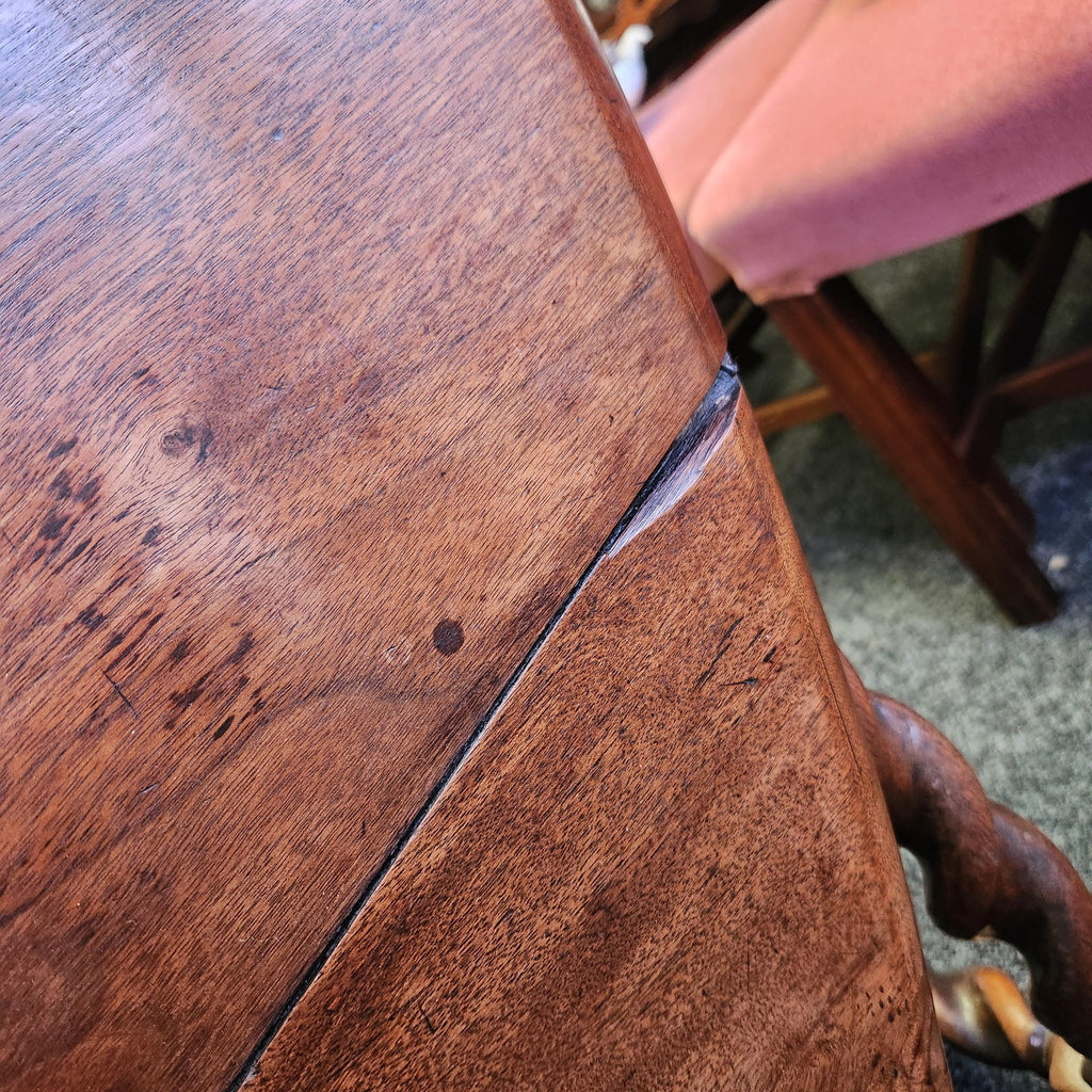 18th Century Elm Barley Twist Gate Leg Table