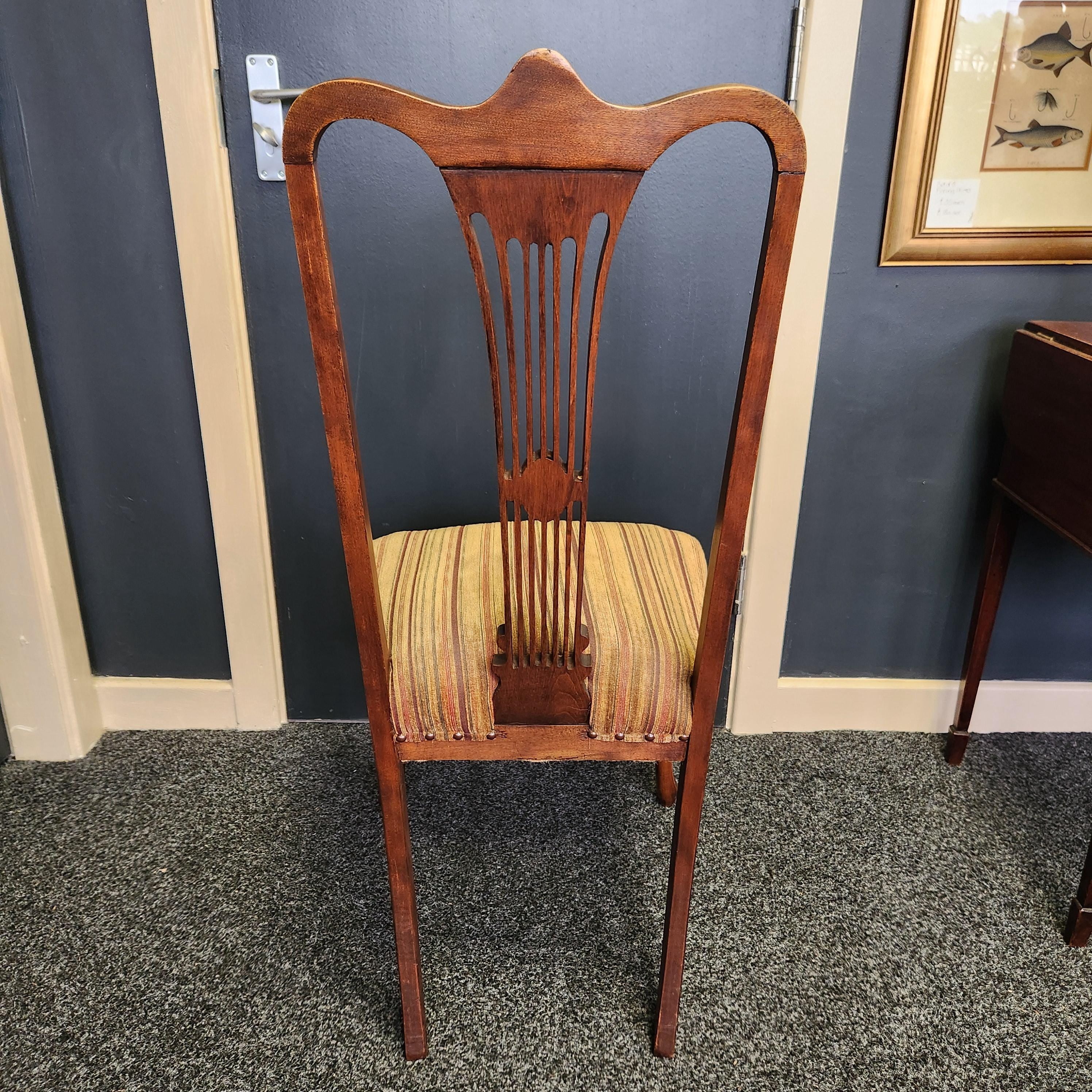 Set of 4 Walnut Art Nouveau Dining Chairs.