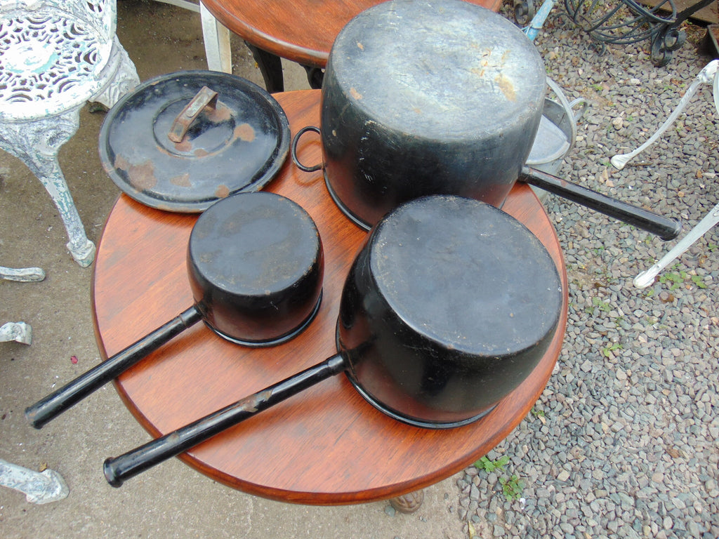 Set of 3 Vintage Judge Iron and Enamel Saucepans