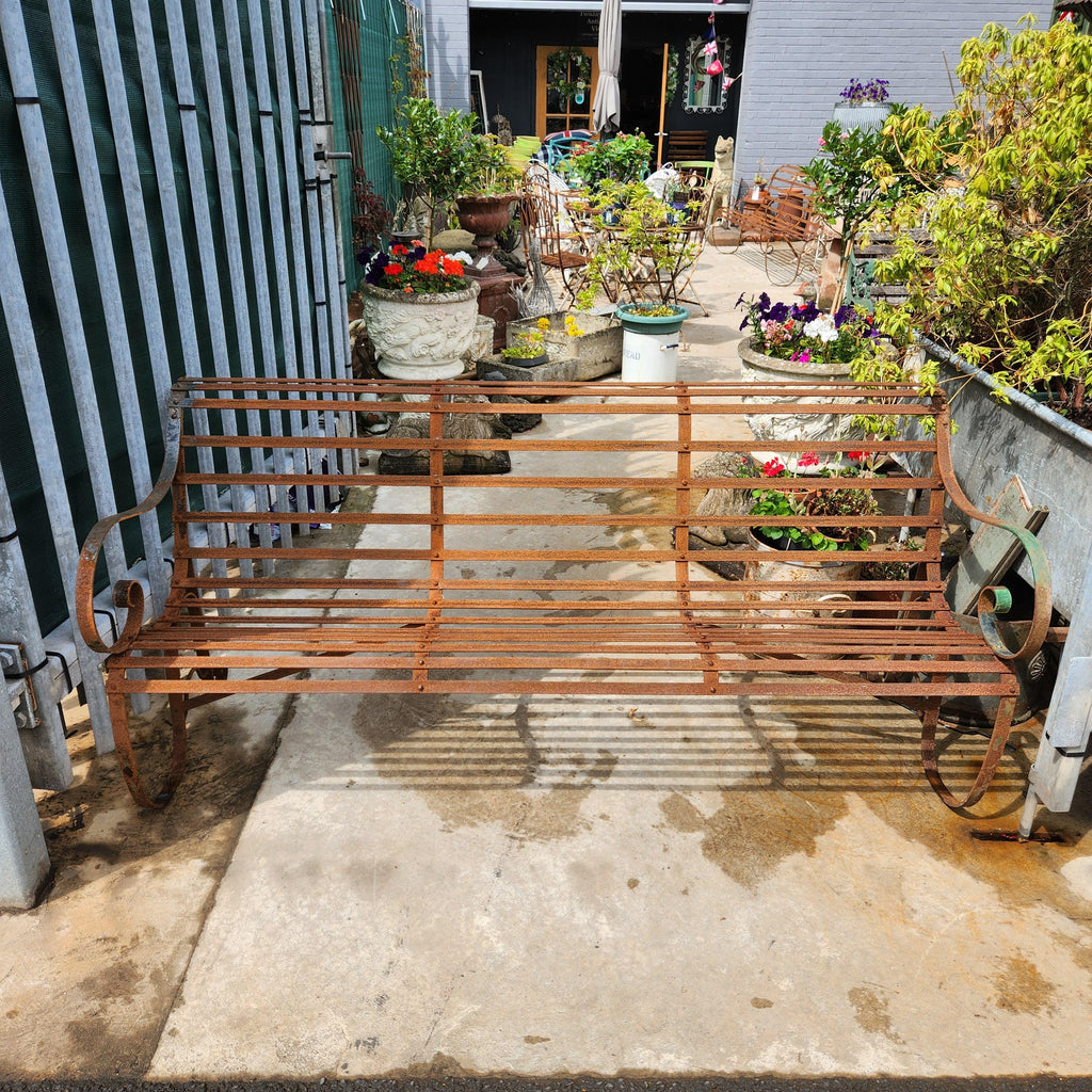 19thC Slatwork Metal Garden Bench