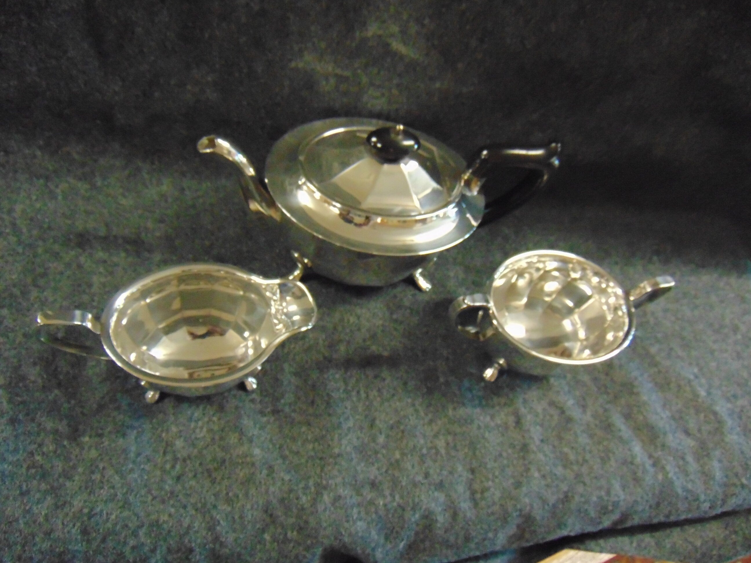 Silver Plate Regency Style Teapot, Milk Jug and Sugar Bowl