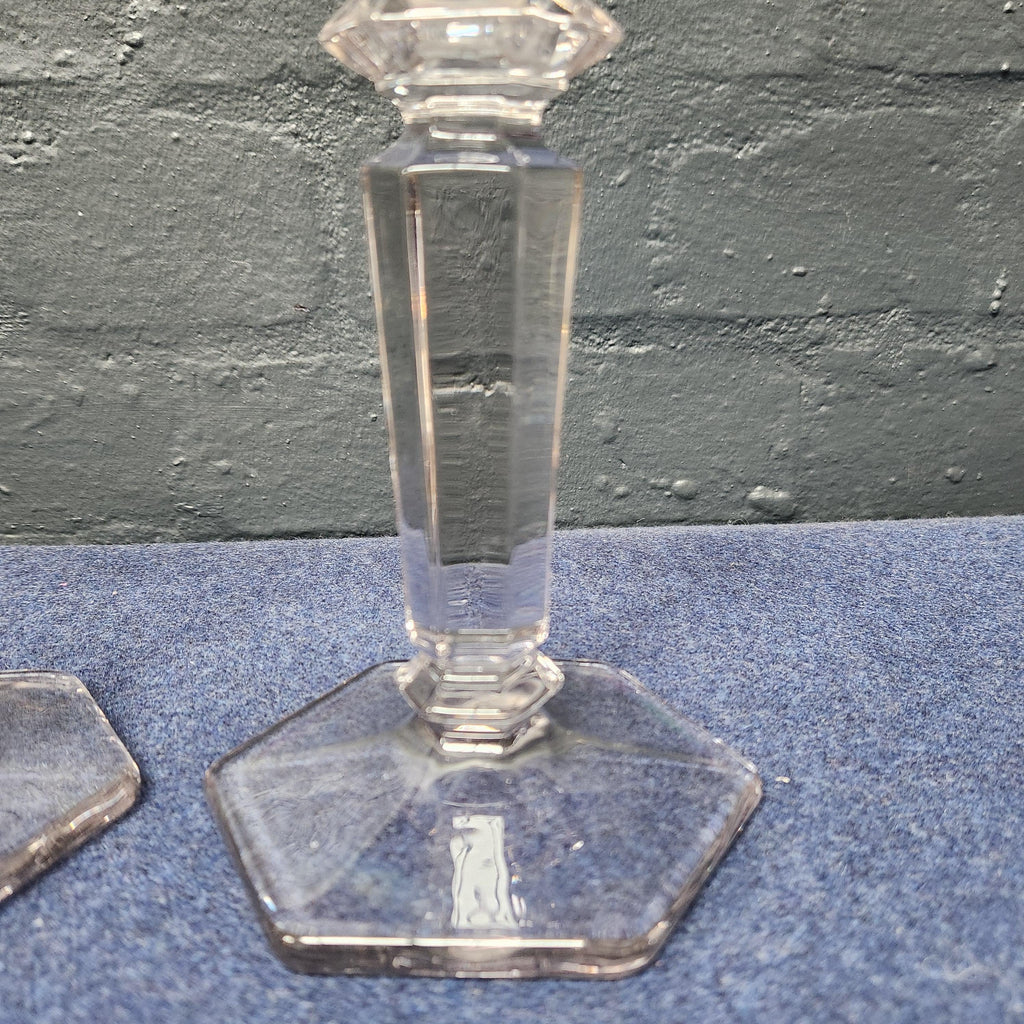 Pair Edwardian Glass Candlesticks