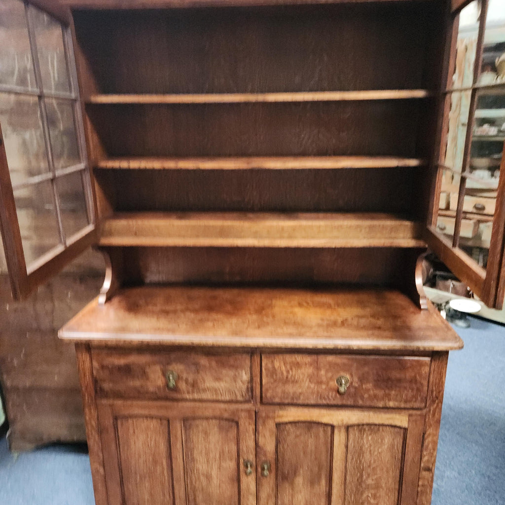 Late 19th/Early 20thC Half Glazed Oak Dresser