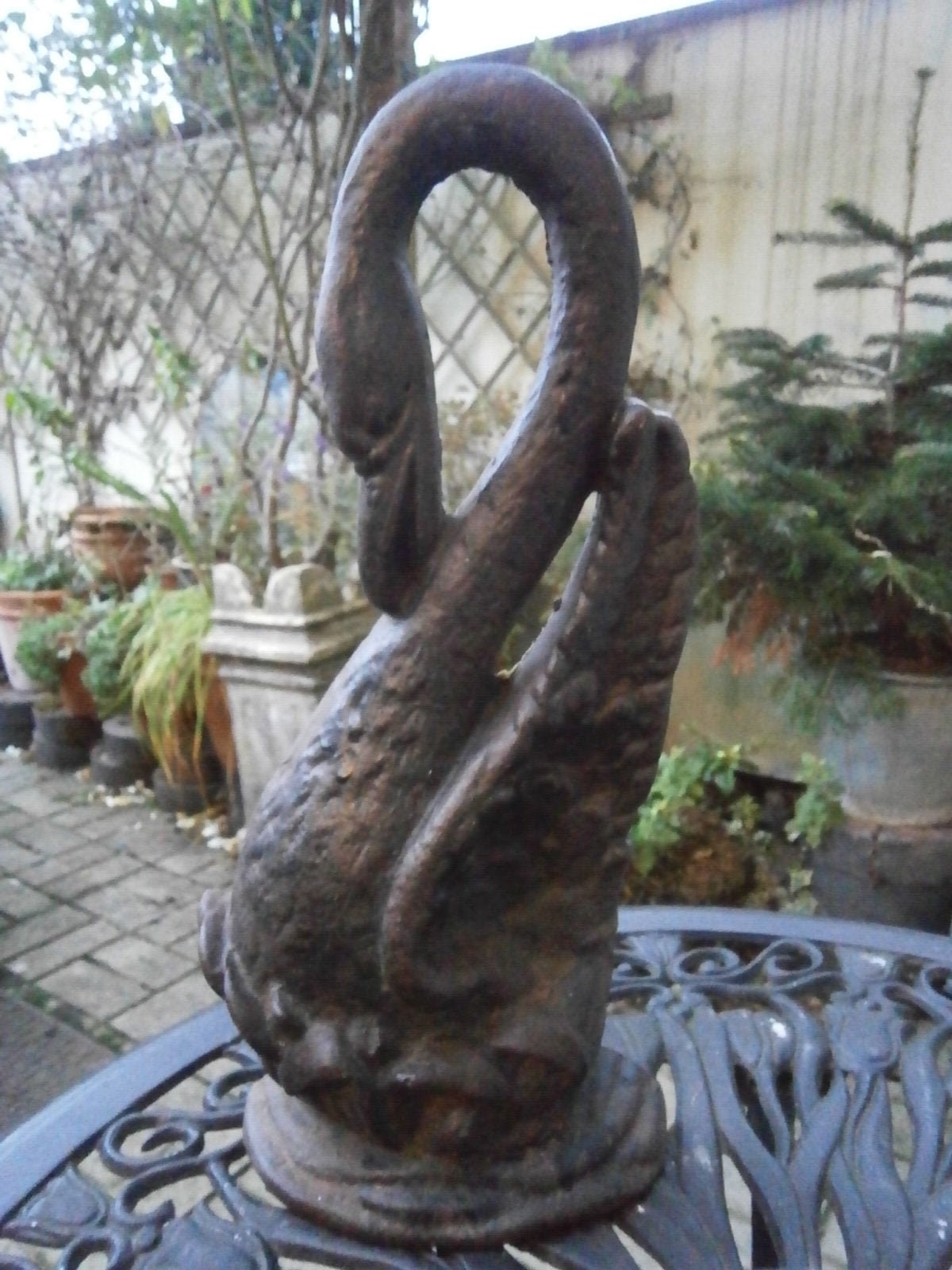 19thC Cast Iron Door Porter Modelled as a Swan