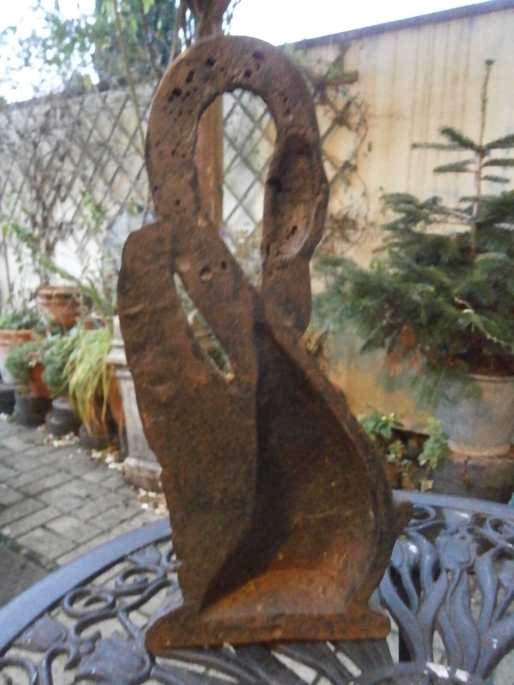 19thC Cast Iron Door Porter Modelled as a Swan