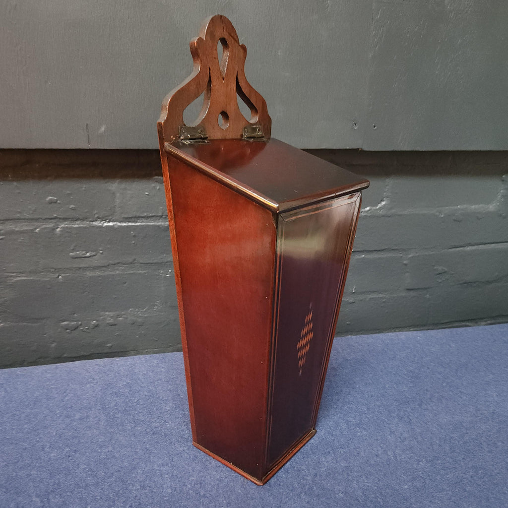 Inlaid Mahogany Georgian Candle Box. Circa Late 18thC