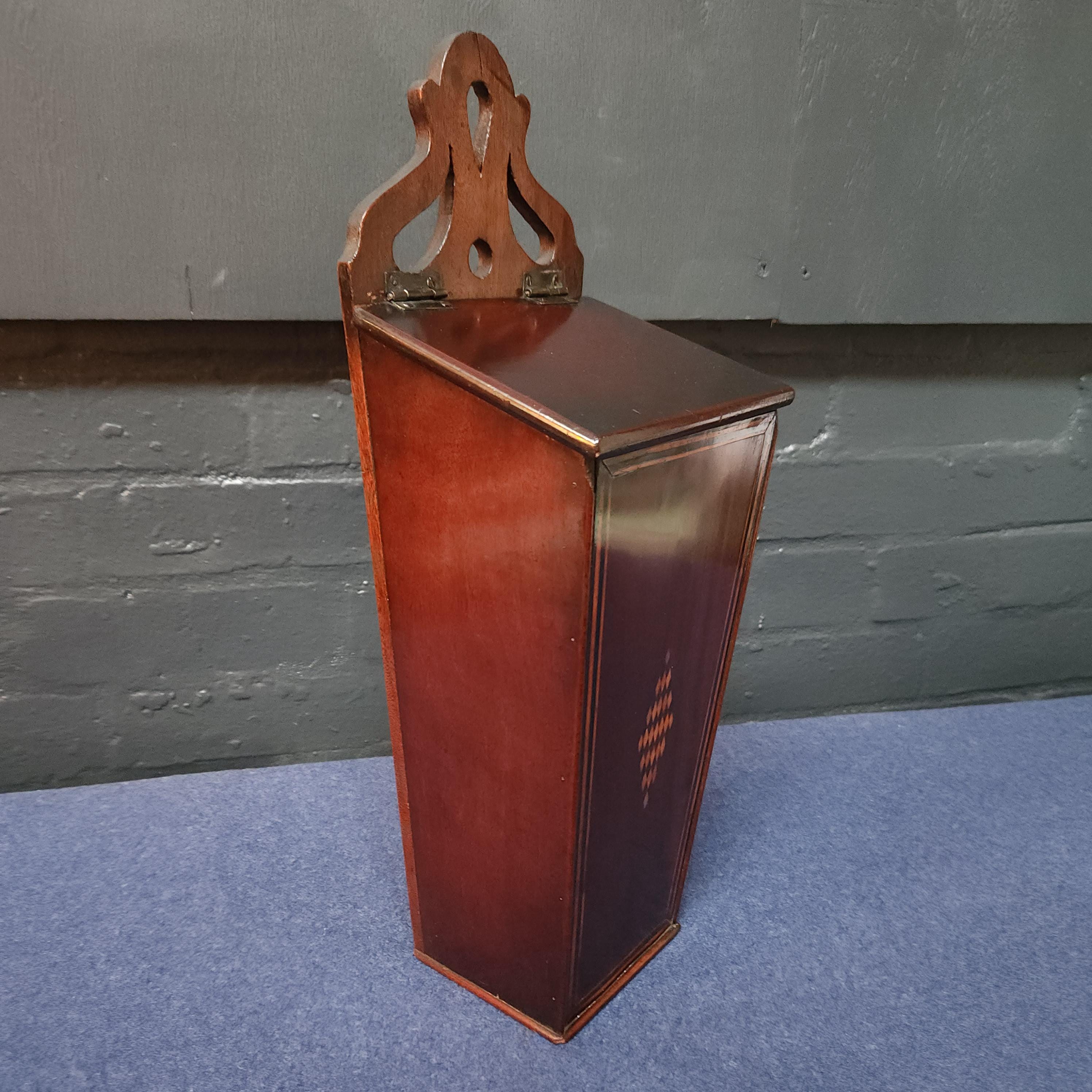 Inlaid Mahogany Georgian Candle Box. Circa Late 18thC