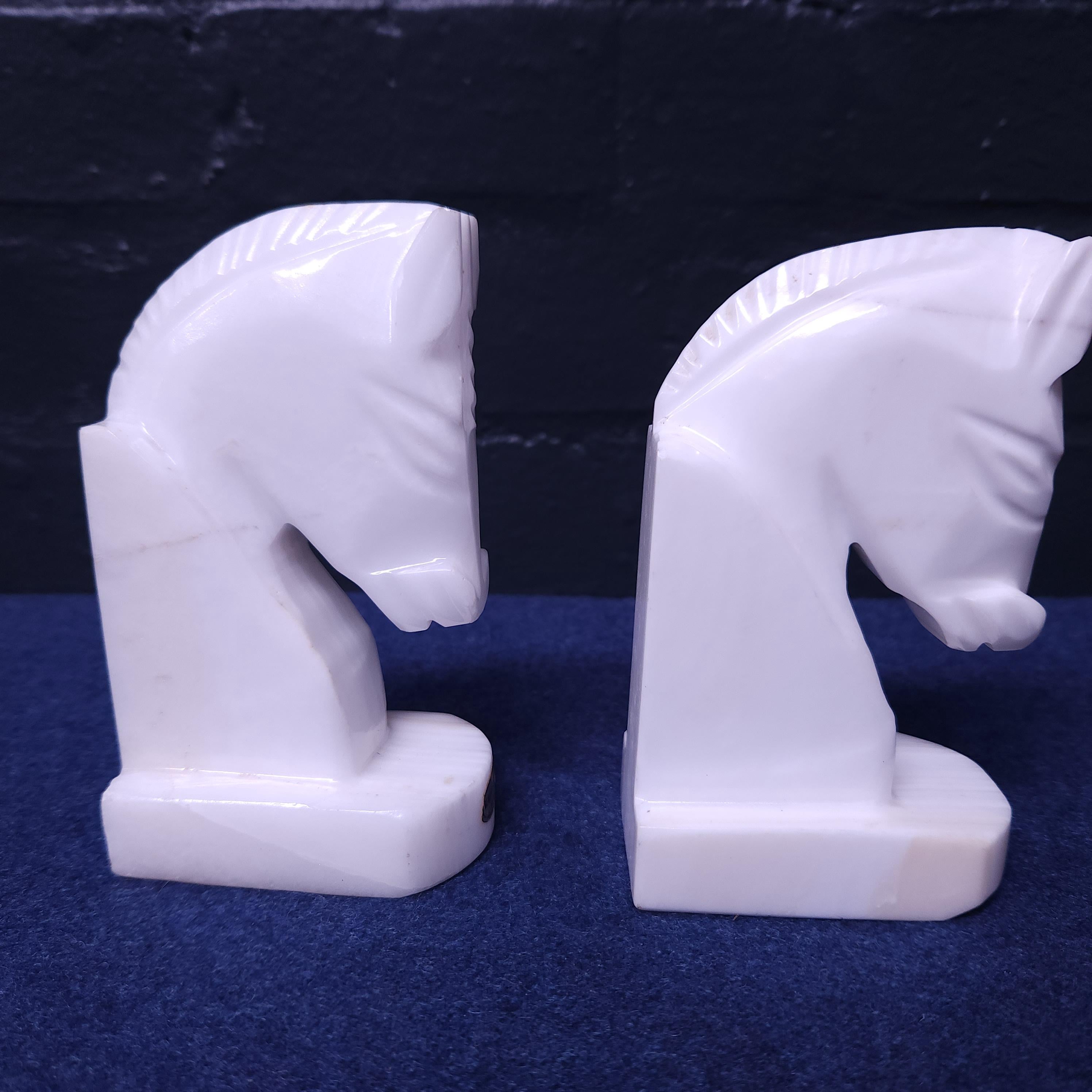 Pair mexican Onyx Horse Head Book-Ends