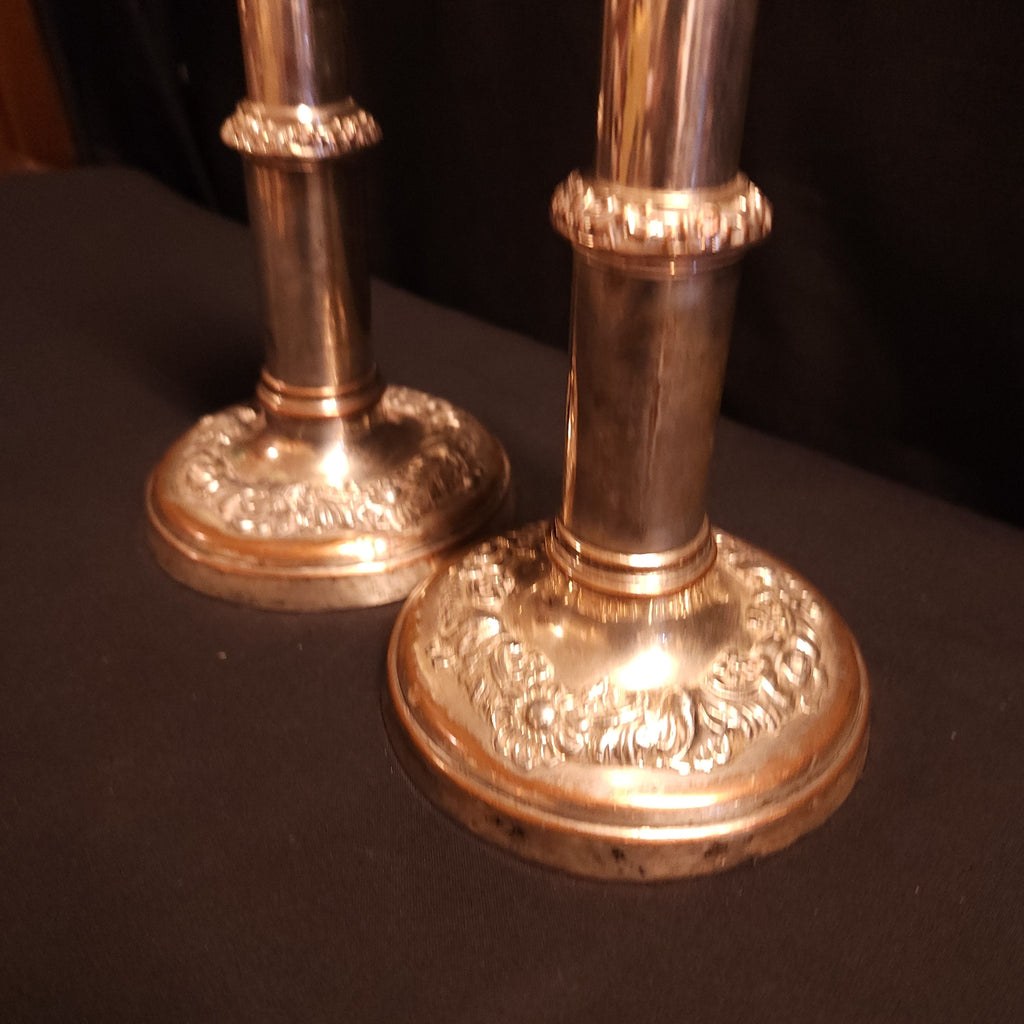 Pair Georgian Silver on Copper Candlesticks circa 1810/1820