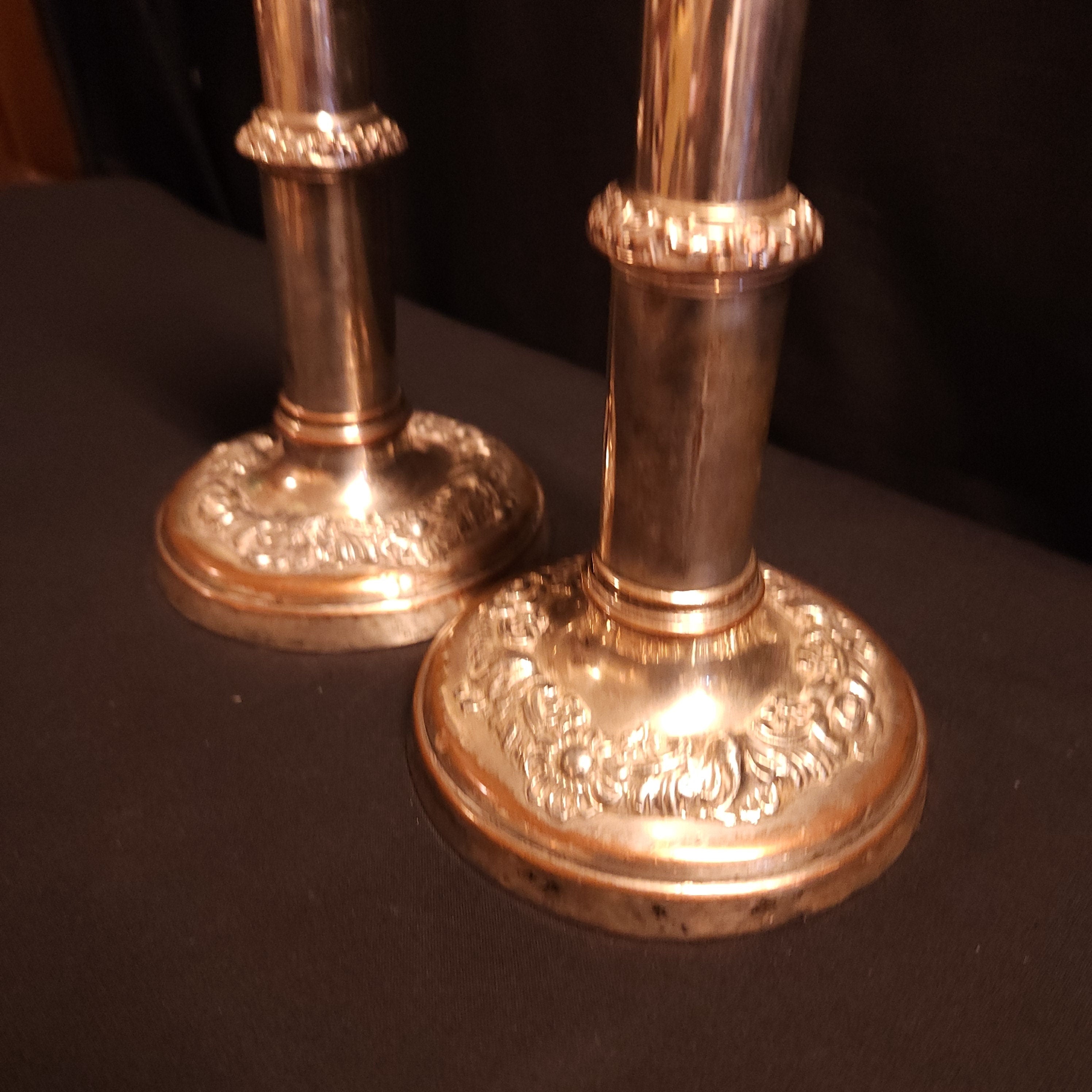 Pair Georgian Silver on Copper Candlesticks circa 1810/1820