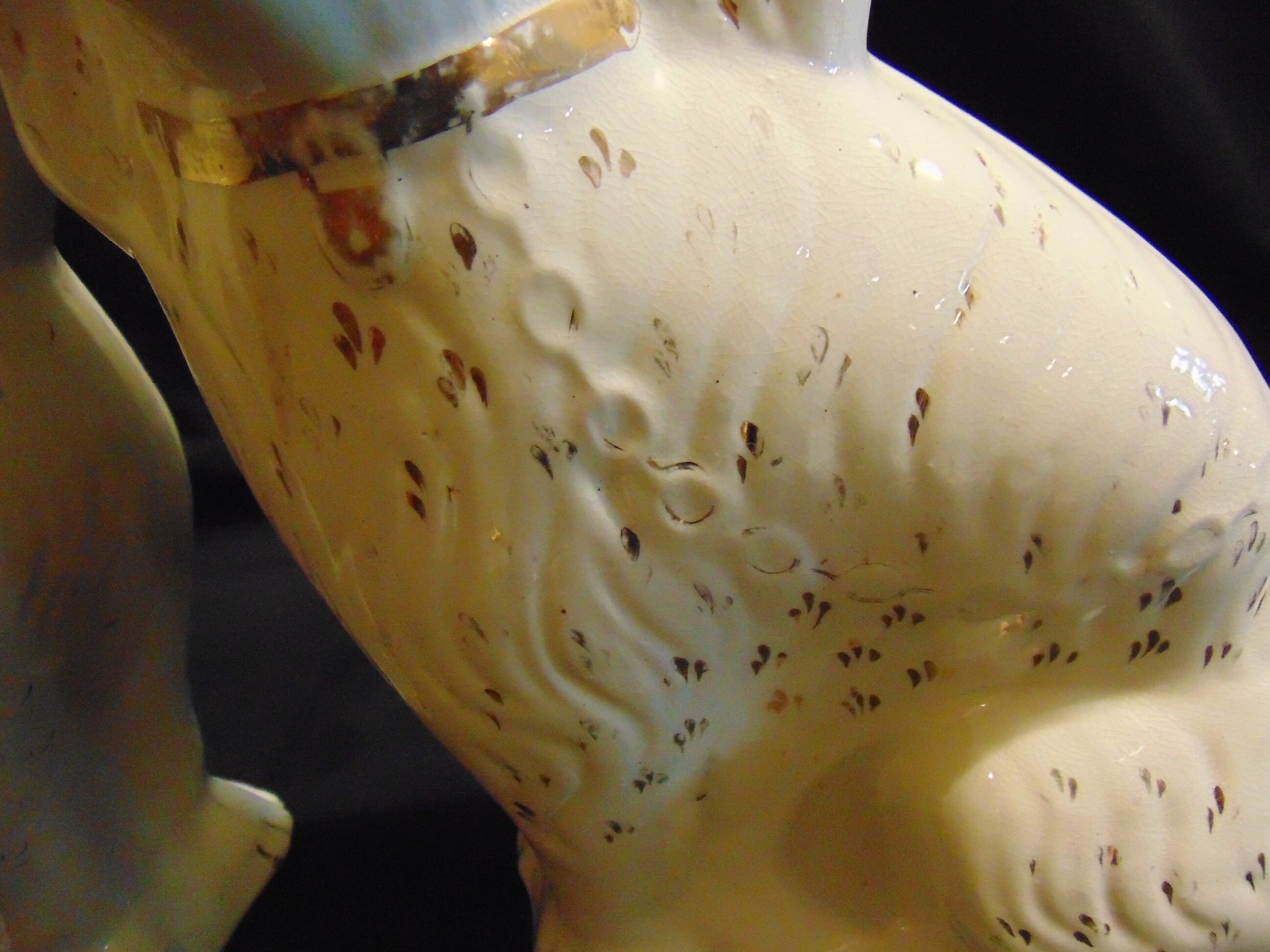 Pair Victorian Staffordshire Flat Back Spaniels With Glass Eyes