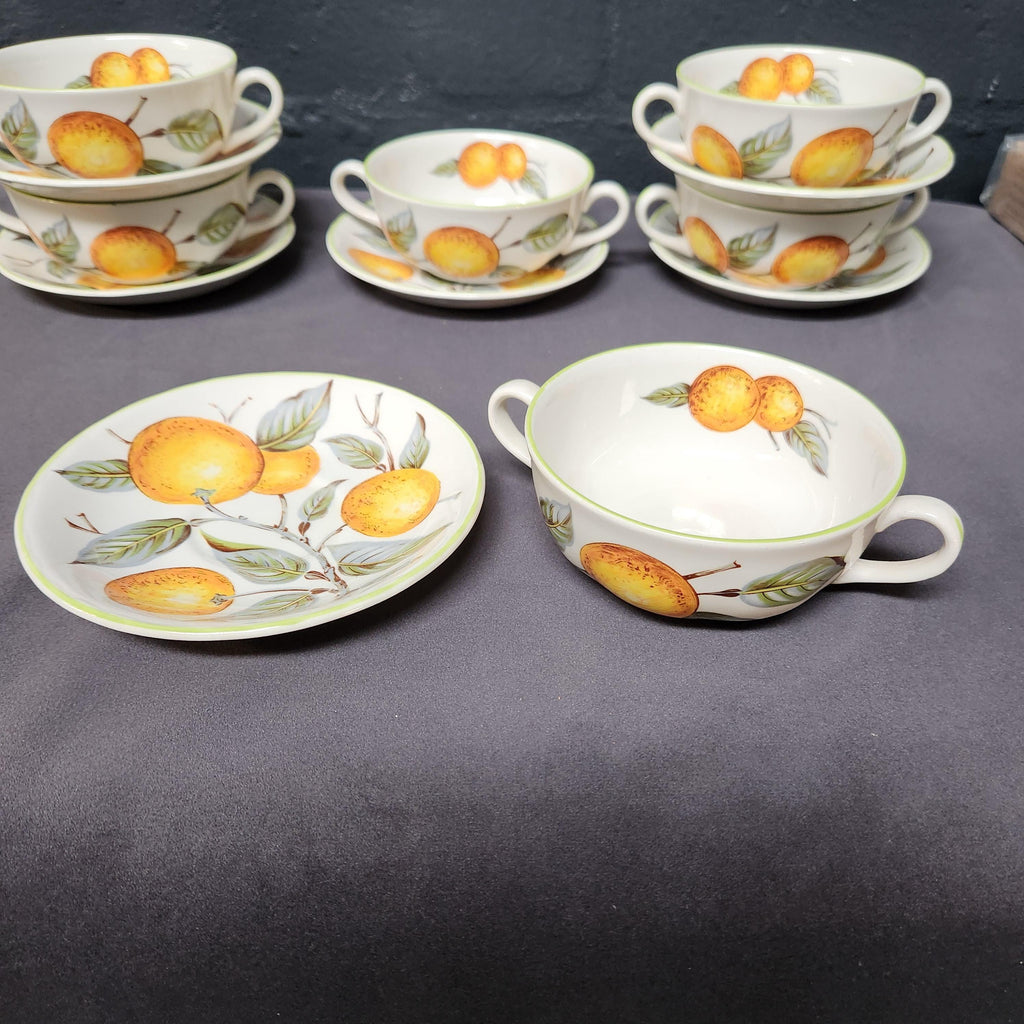 Wood and Sons, Orange Grove Soup Coupes and Saucers