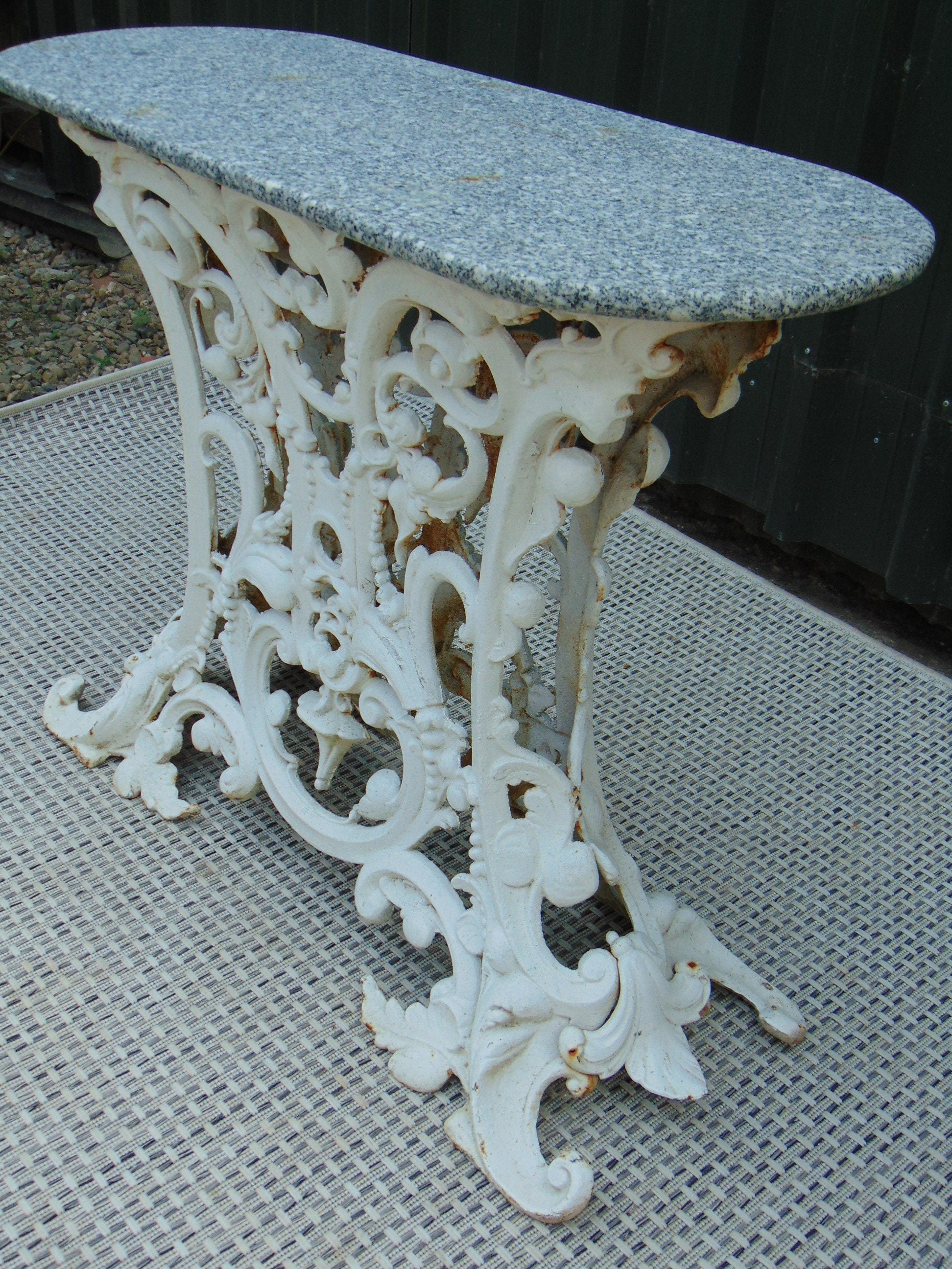 Victorian Cast Iron Marble Topped Table
