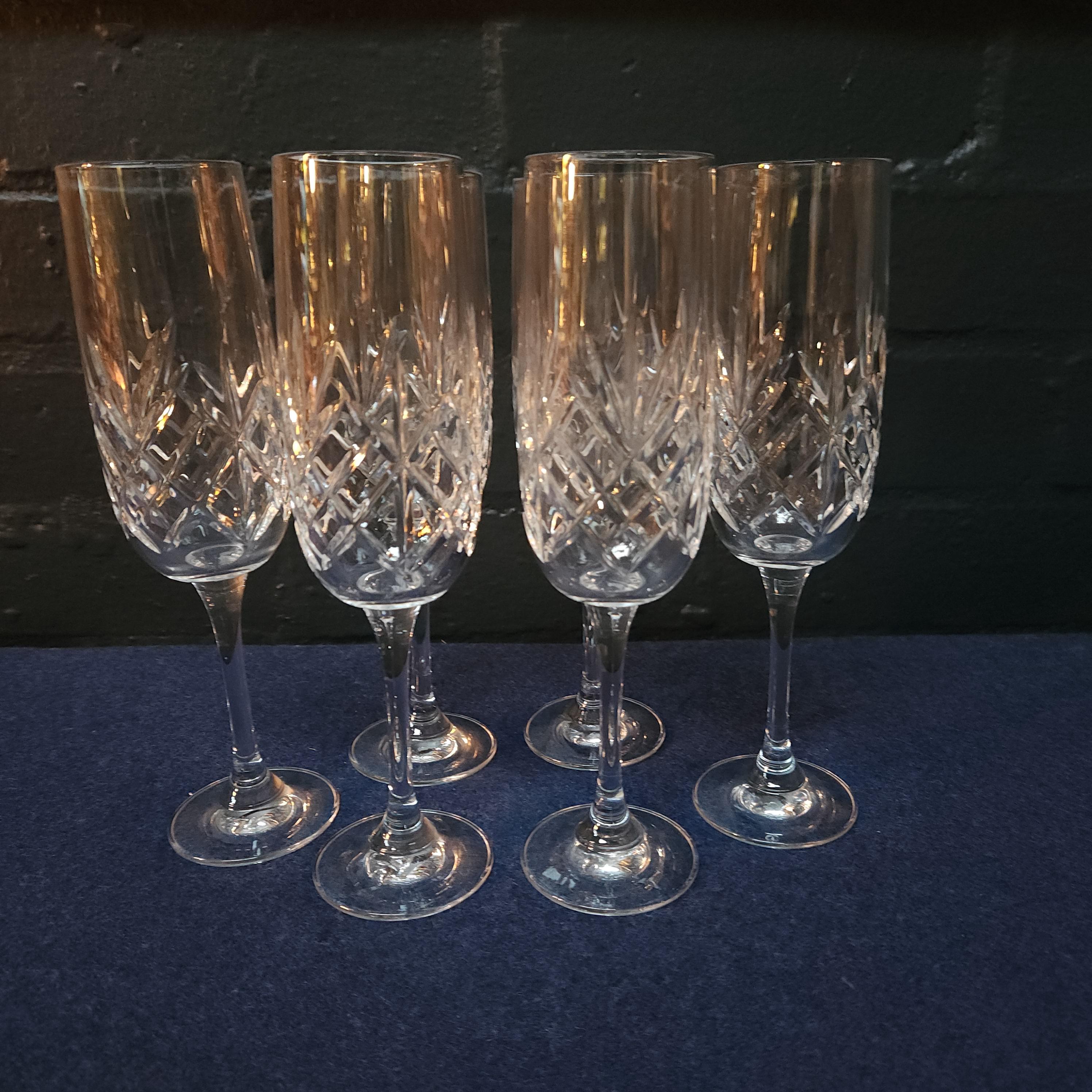 Set 6 Cut Crystal Champangne Flutes - Good Quality