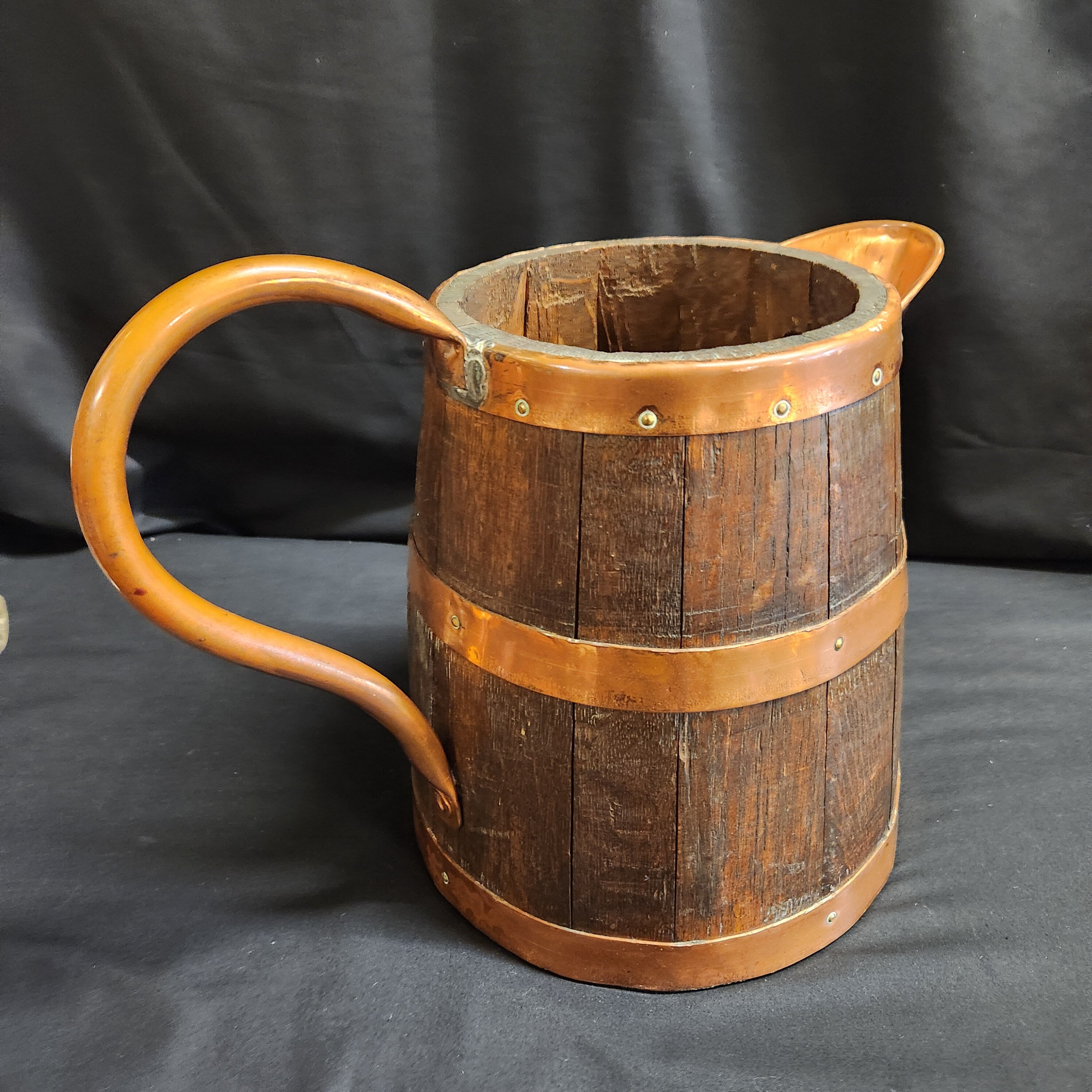 Oak & Copper Coopered Jug, Circa Early 20thC