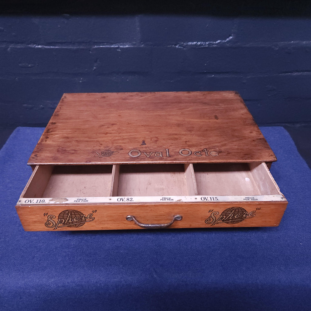 Early 20thC Retail Counter Top Haberdashery Drawers for Sphere Oval-Oct Suspenders