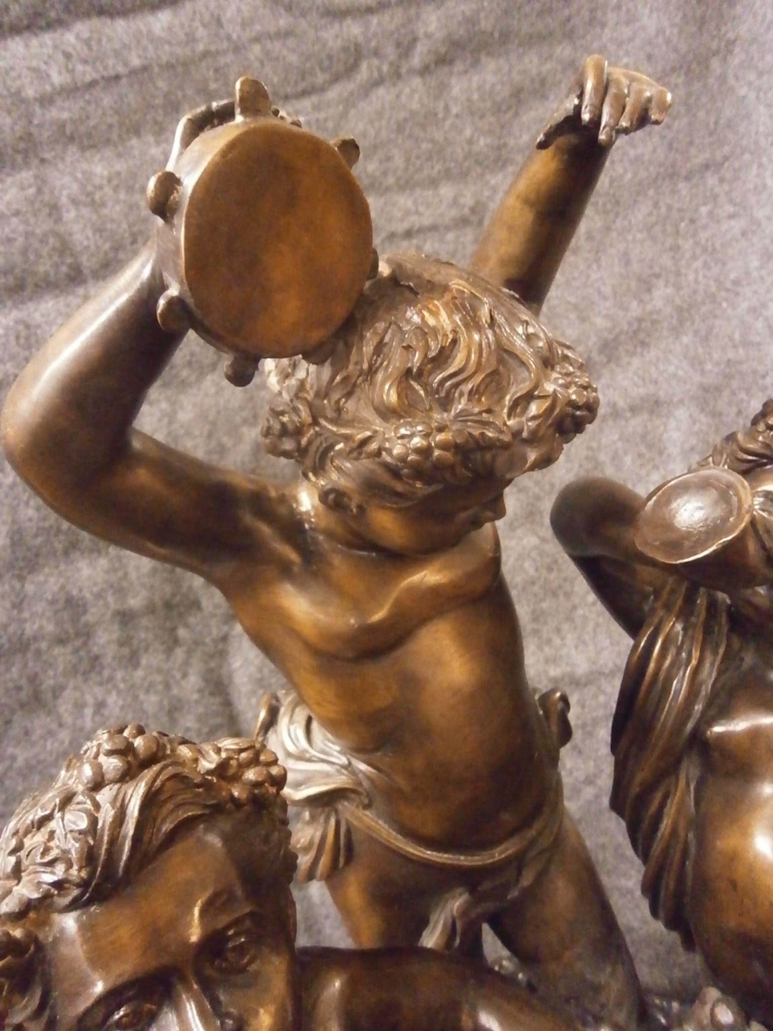 Large 63cm French Bronze Bacchus Group Of Cherubs Playing