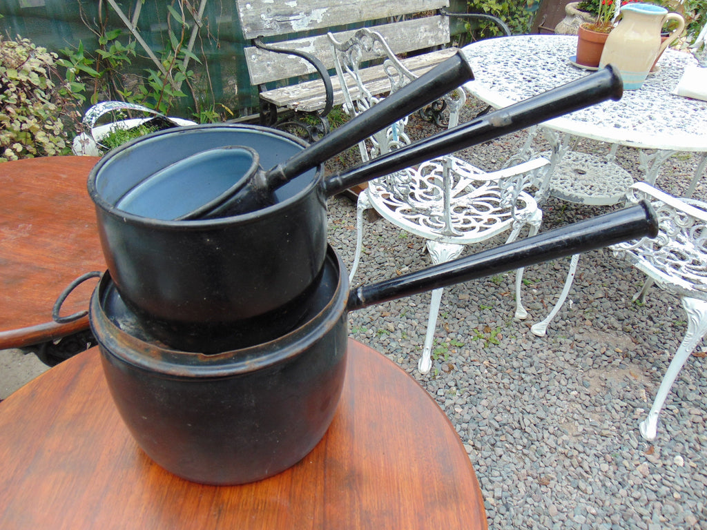 Set of 3 Vintage Judge Iron and Enamel Saucepans