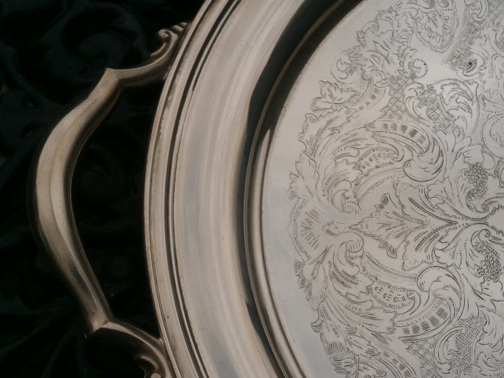 Vintage Mid Century Silver Plate Tray - Vintage