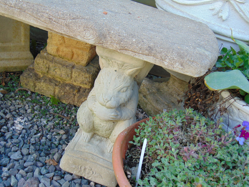 Weathered Reconstituted Stone Squirrel Bench
