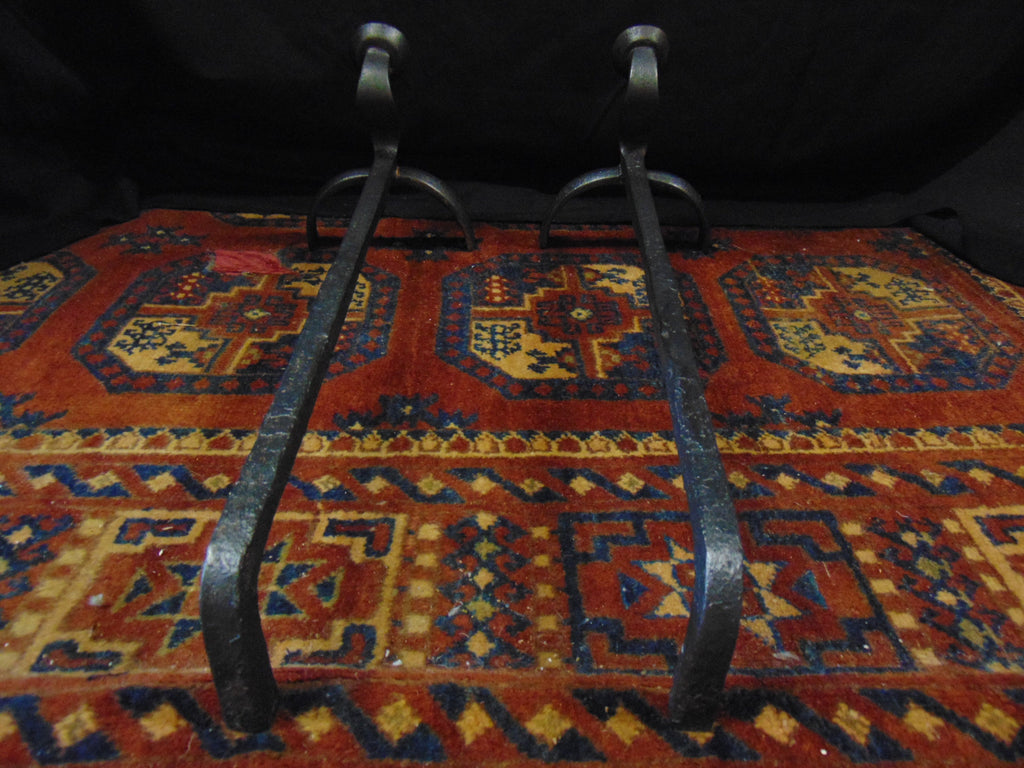 Pair Wrought Iron Andirons / Fire Dogs