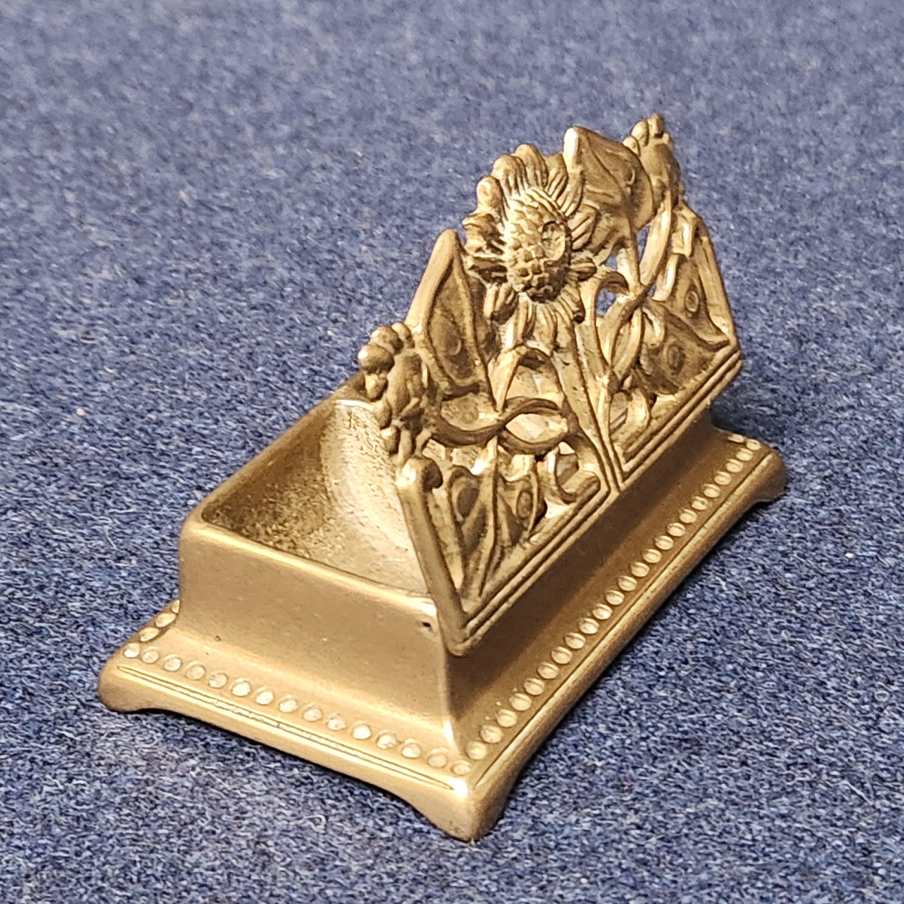 Vintage Cast Brass Postage Stamp Box