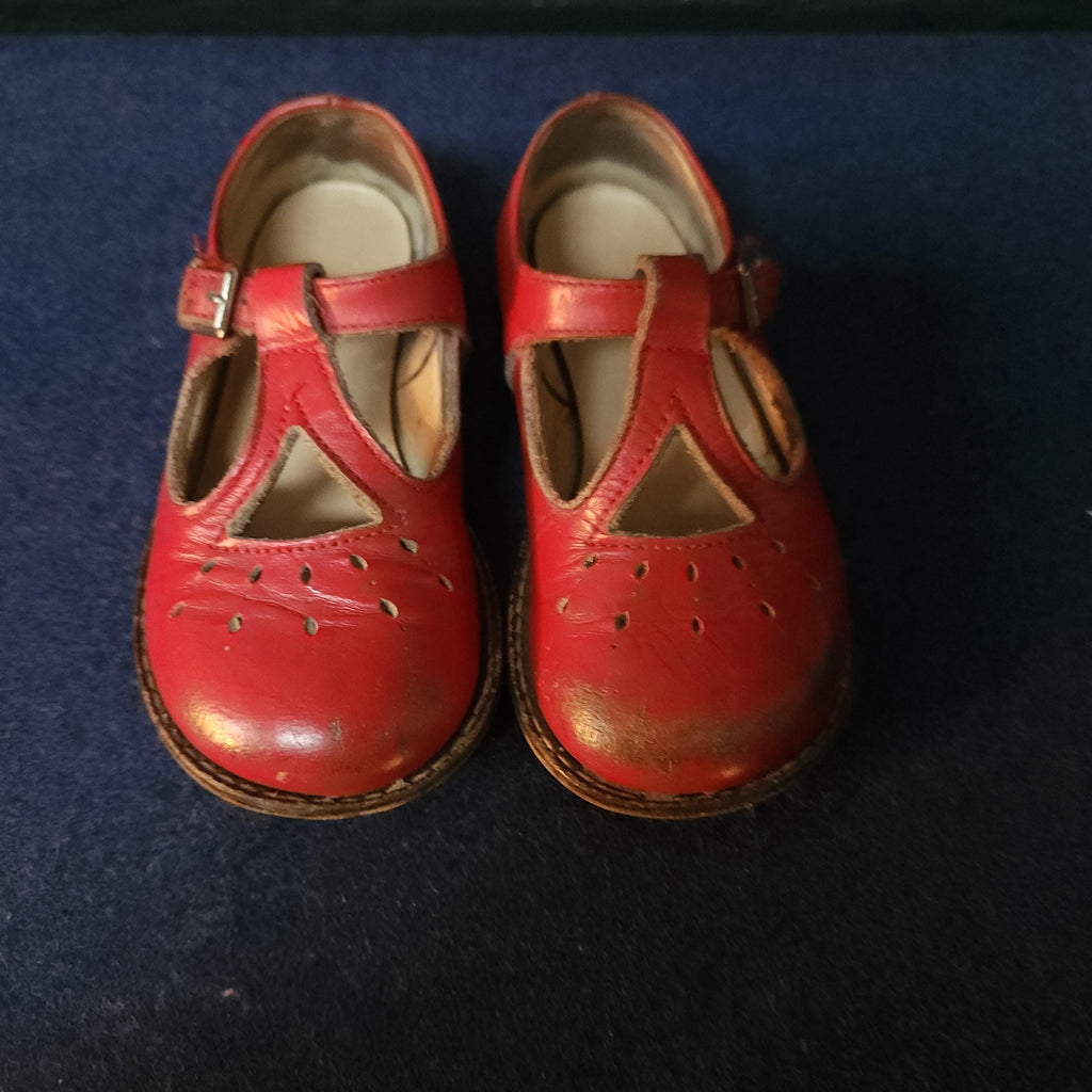 Vintage Childrens Red Leather Shoes, Start-Rite and Clarks
