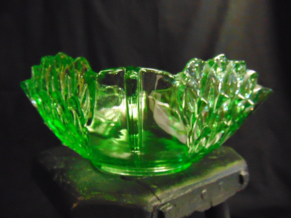 Art Deco Czechoslovakian Uranium Glass Fruit Bowl