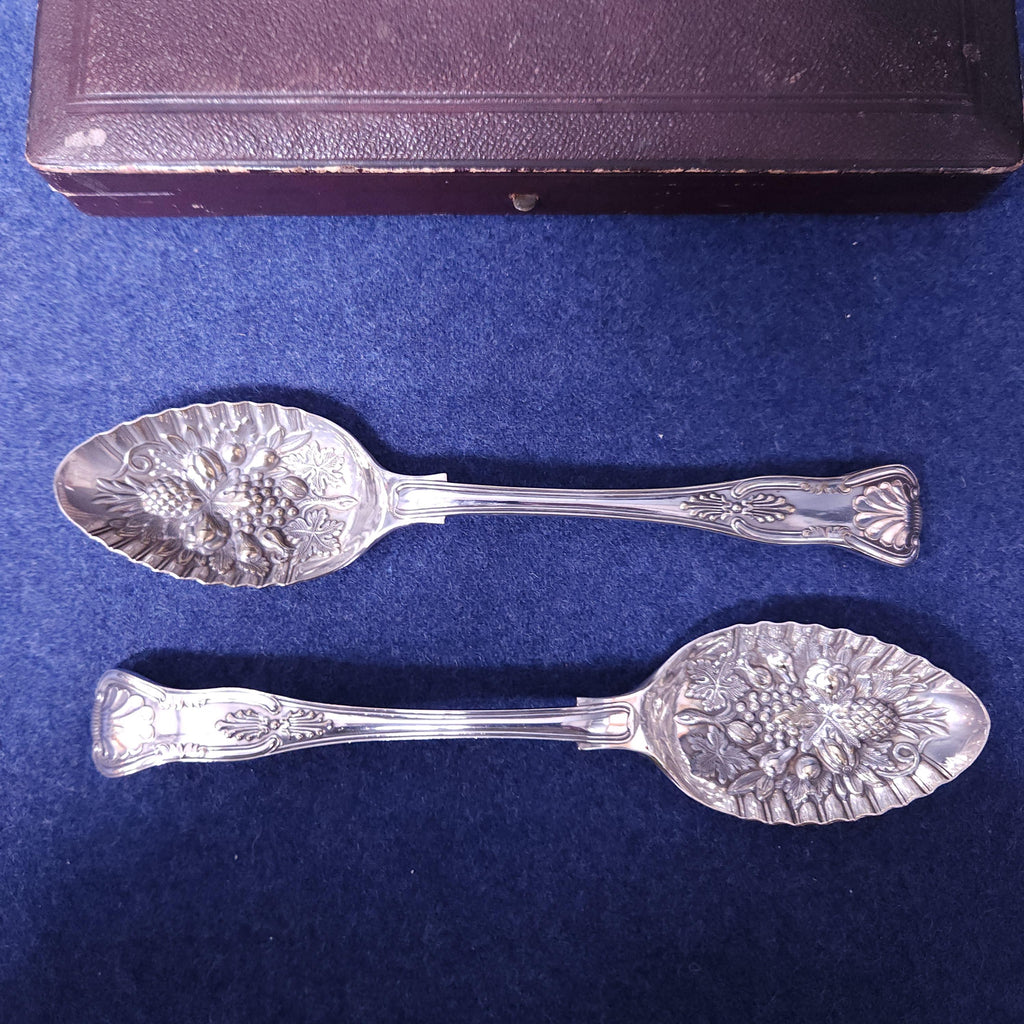Early 20thC Cased Silverplated Berry Spoons