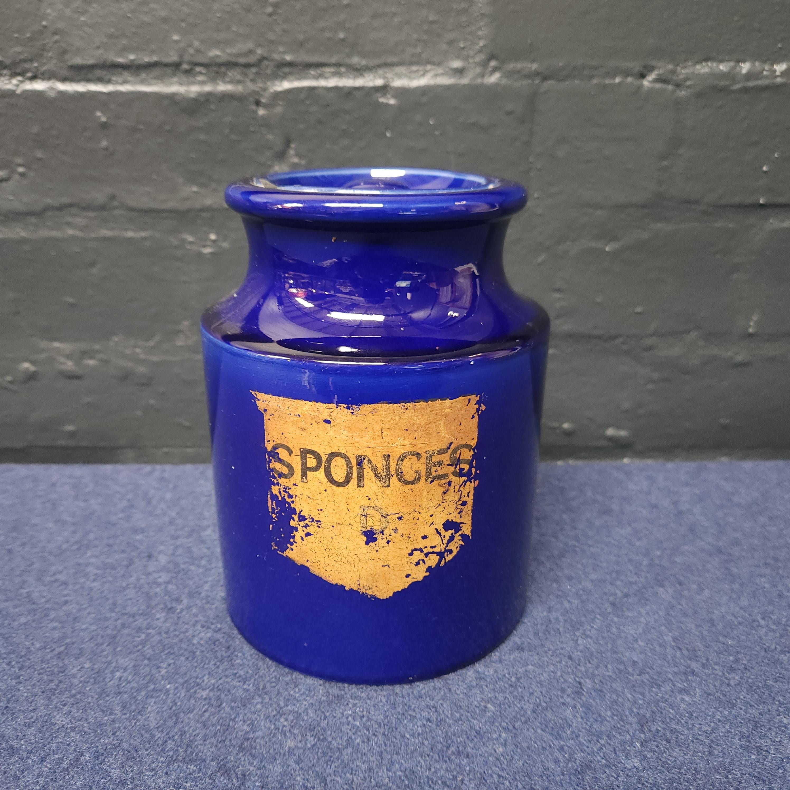 Maw Apothecary Lidded Jar - Sponges - Cobalt Blue