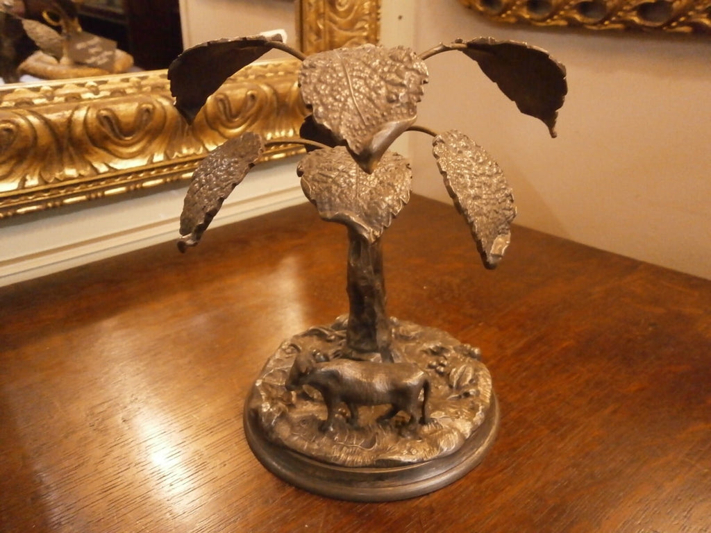 Colonial Pewter Cow & Tree Table Centre