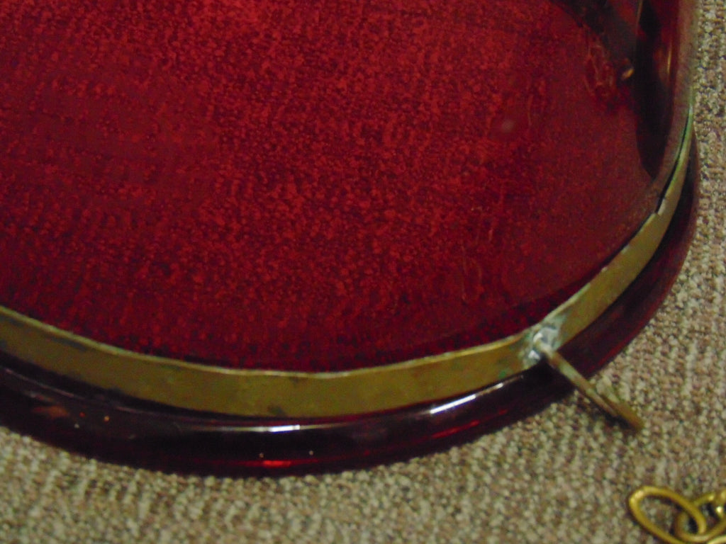 Made in Belgium, Val St. Lambert, Edwardian Cranberry Glass Ceiling Light Shade