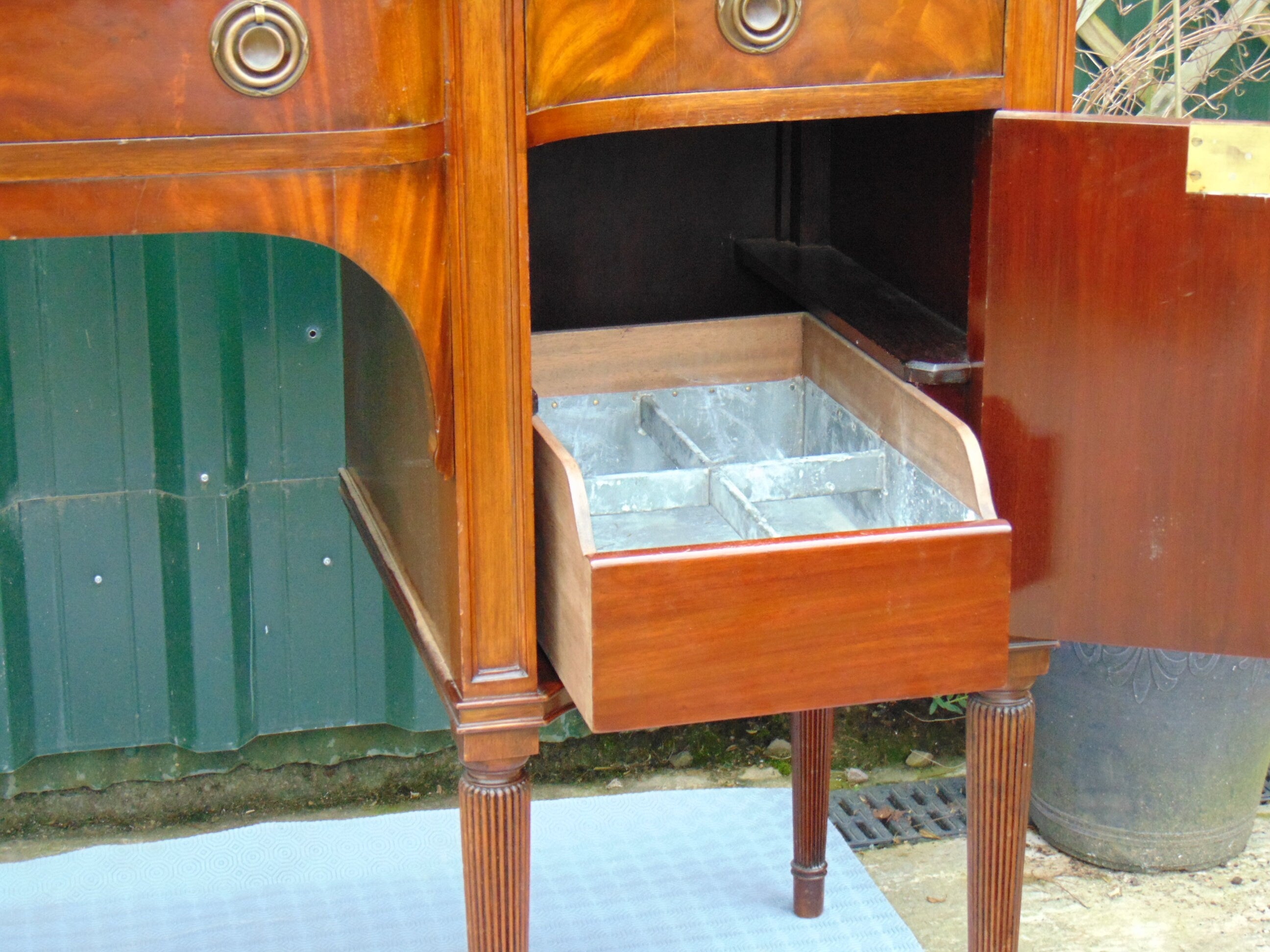 George III Style Crossbanded Mahogany Serpentine Front Sideboard