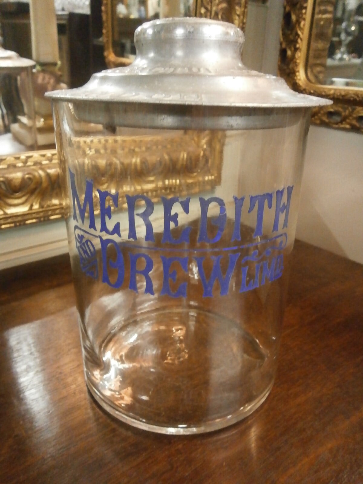 Rare Edwardian Meredith Drew Counter Top Biscuit Jar -- Antique