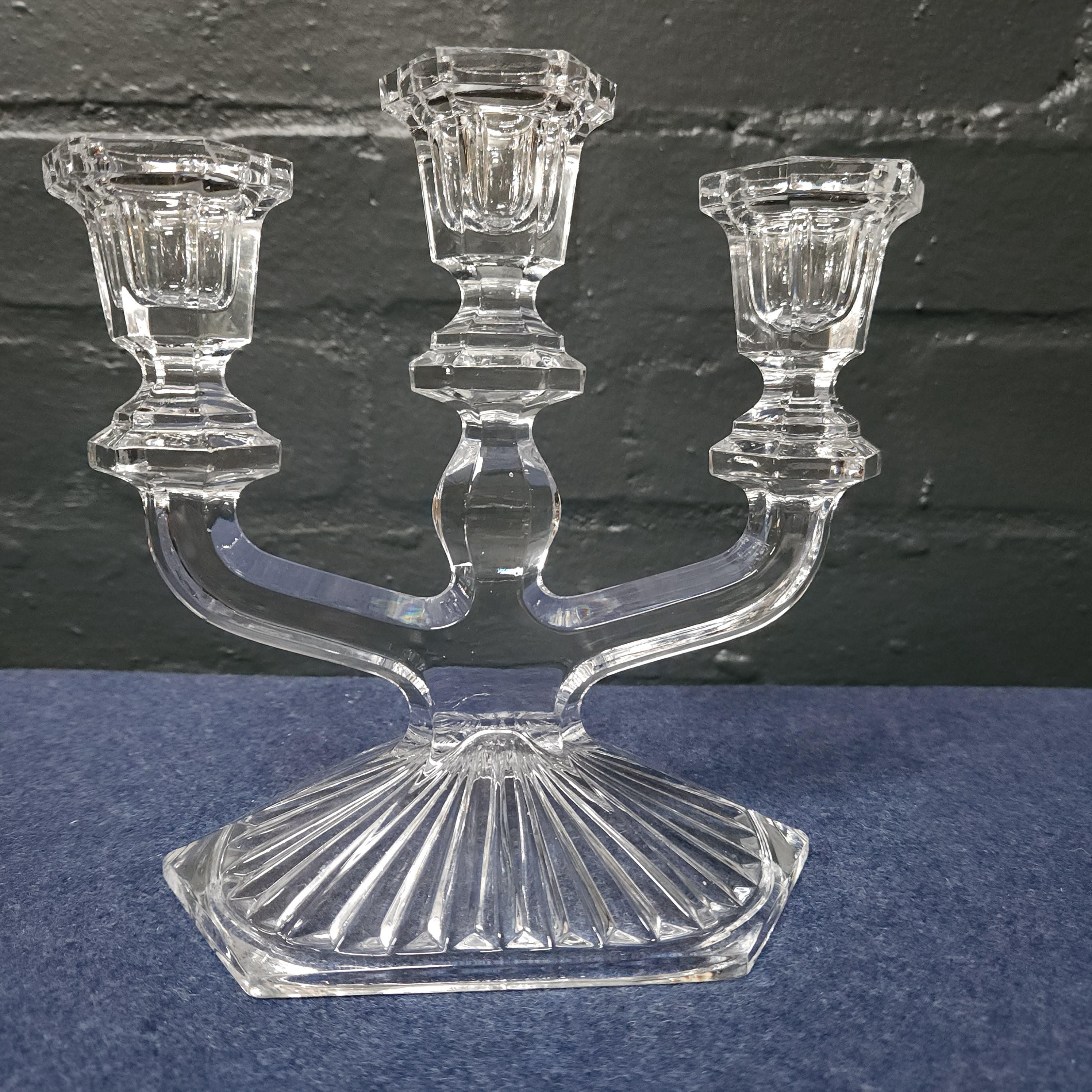 Continental Glass Three Arm Candelabra