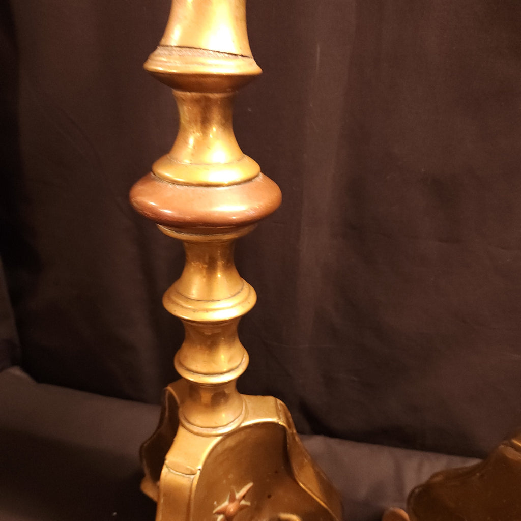 Circa 1920's Moroccan Style Pricket Candlesticks / Torchere