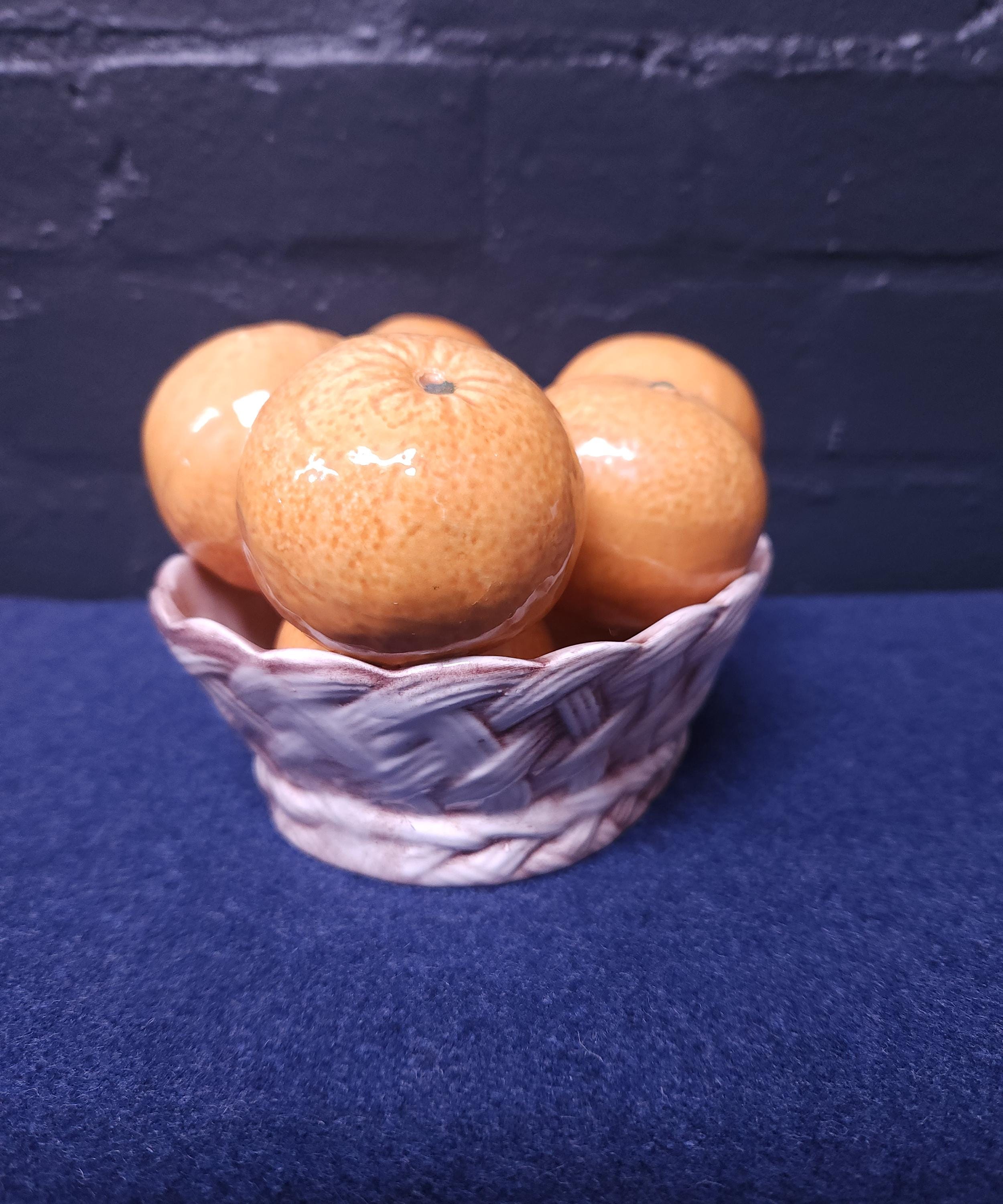 Italian Ceramic Oranges in a Basket